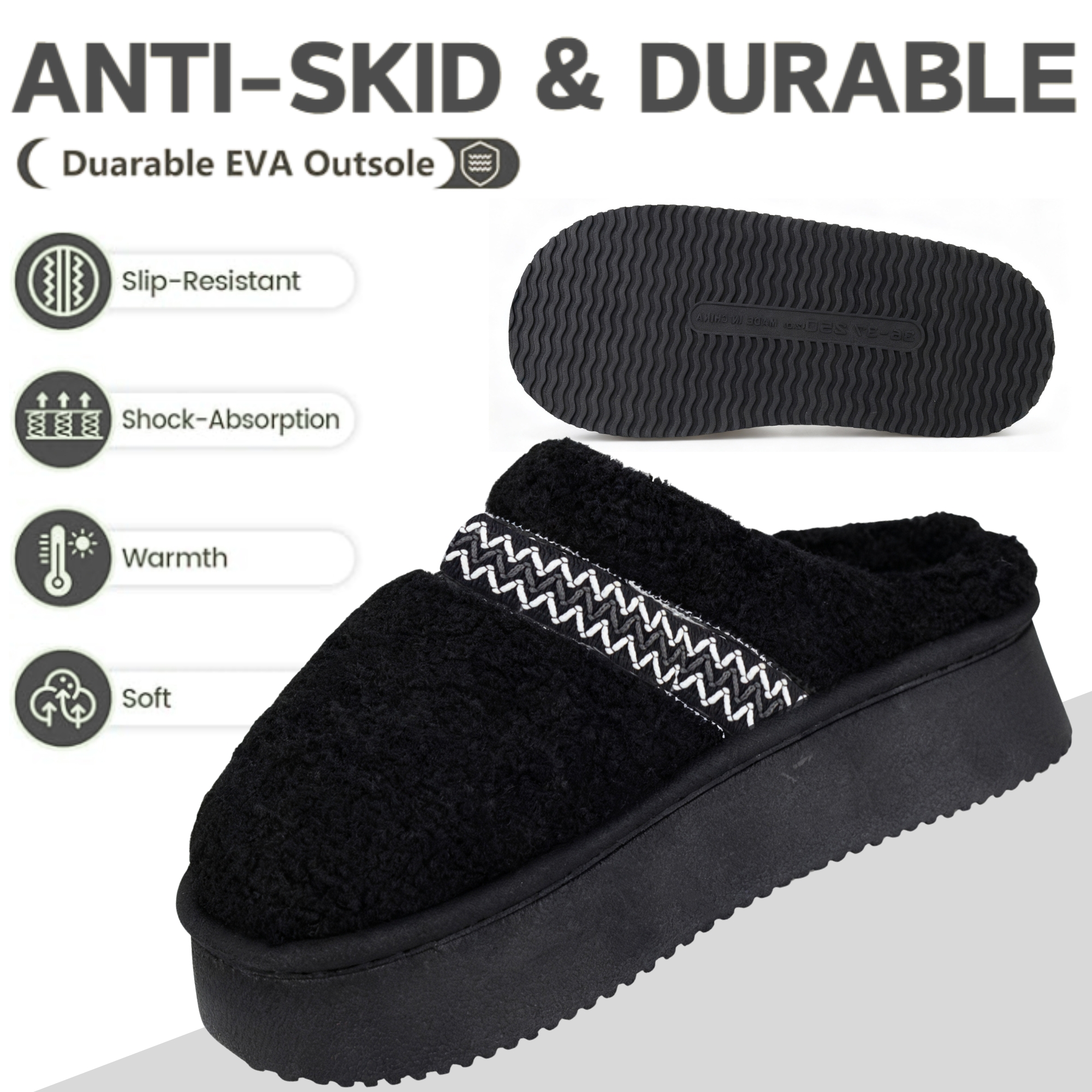 Women's Platform Slippers with Polar Fleece