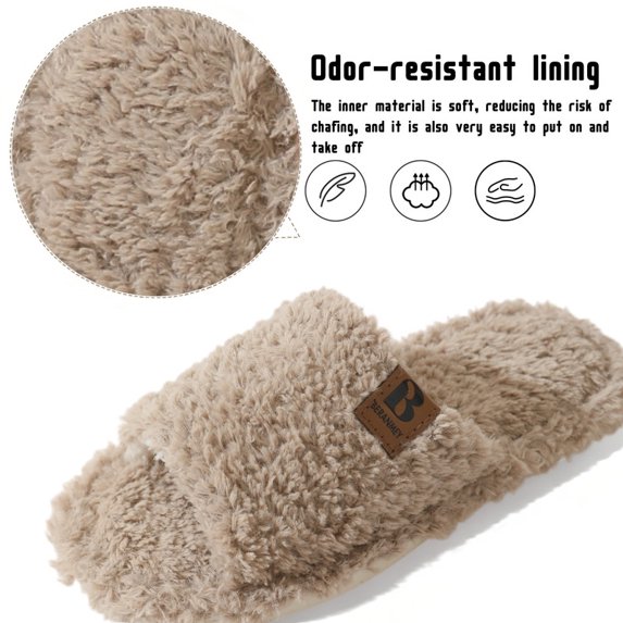 Slippers for Women Men Open Toe Fuzzy Slide Womens Slippers