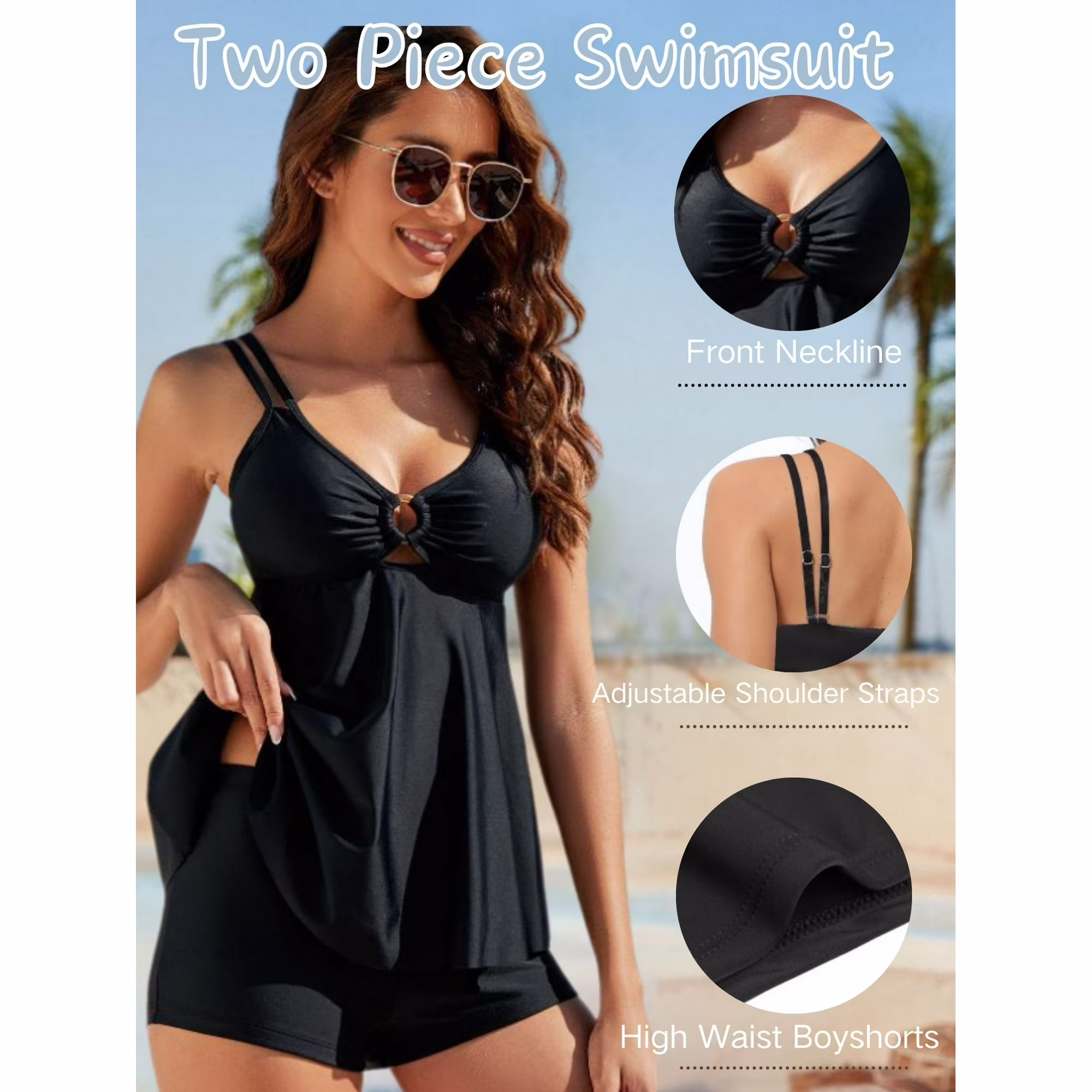 Plus Size Two Piece Set Tankini Swimsuits for Women