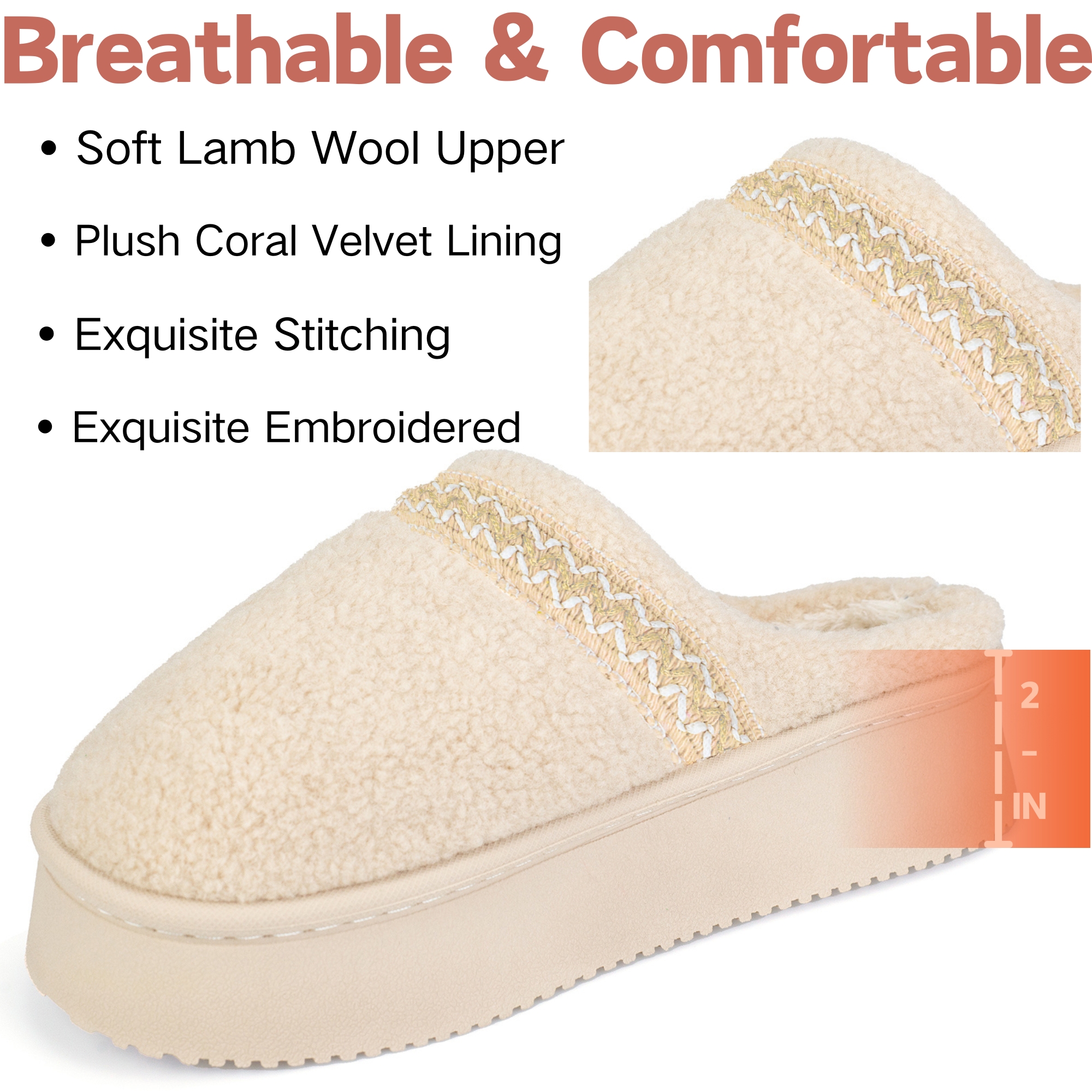 Women's Platform Slippers with Polar Fleece