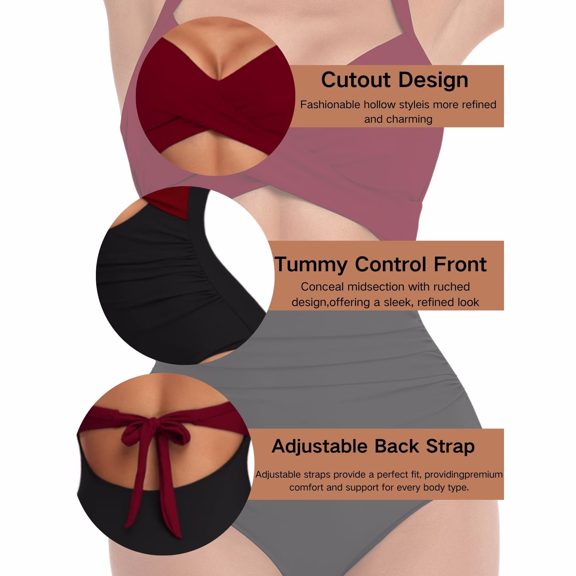 Sexy Tummy Control One Piece Swimsuit for Women 