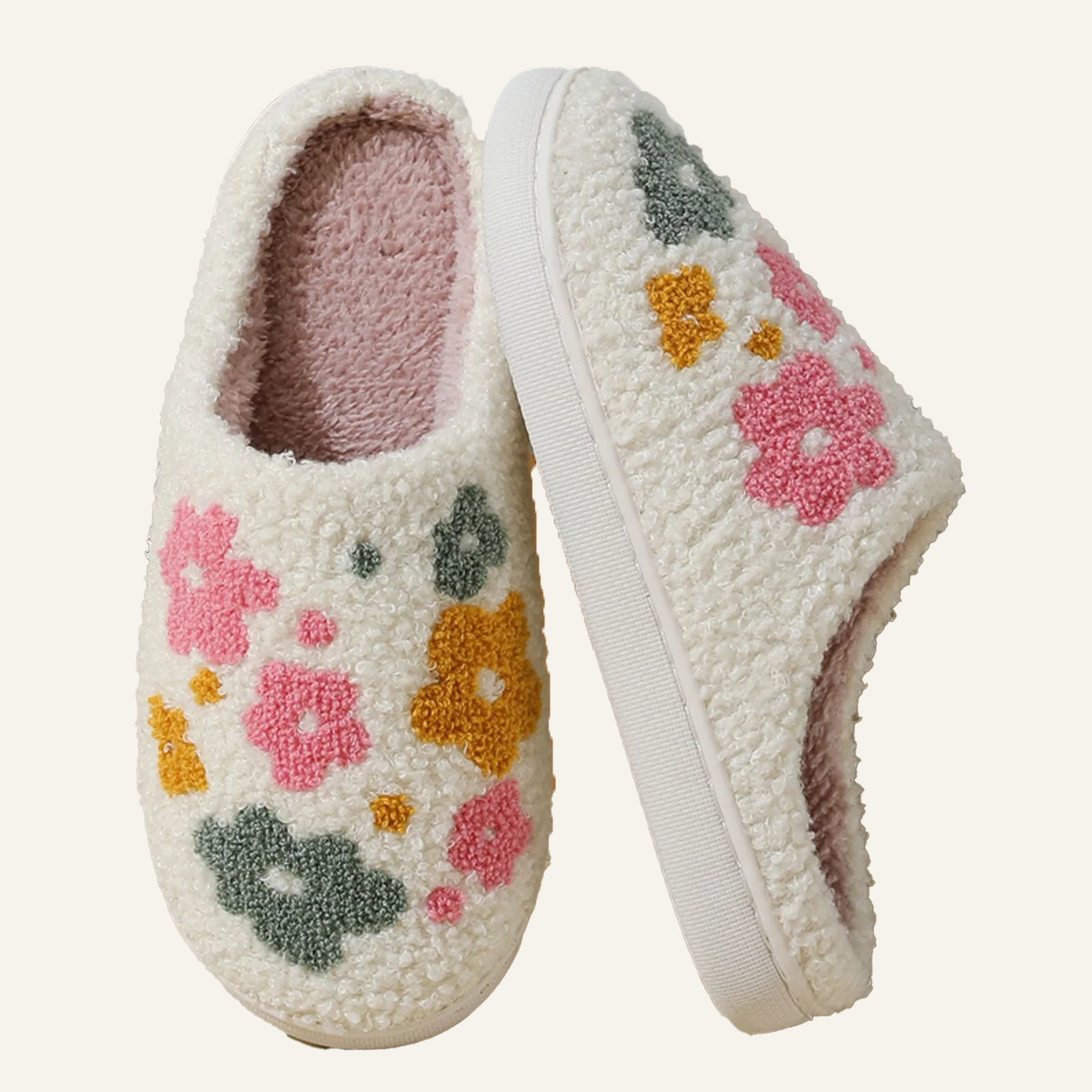 Cute Cartoon Flower Slippers Soft Plush Comfy Warm 