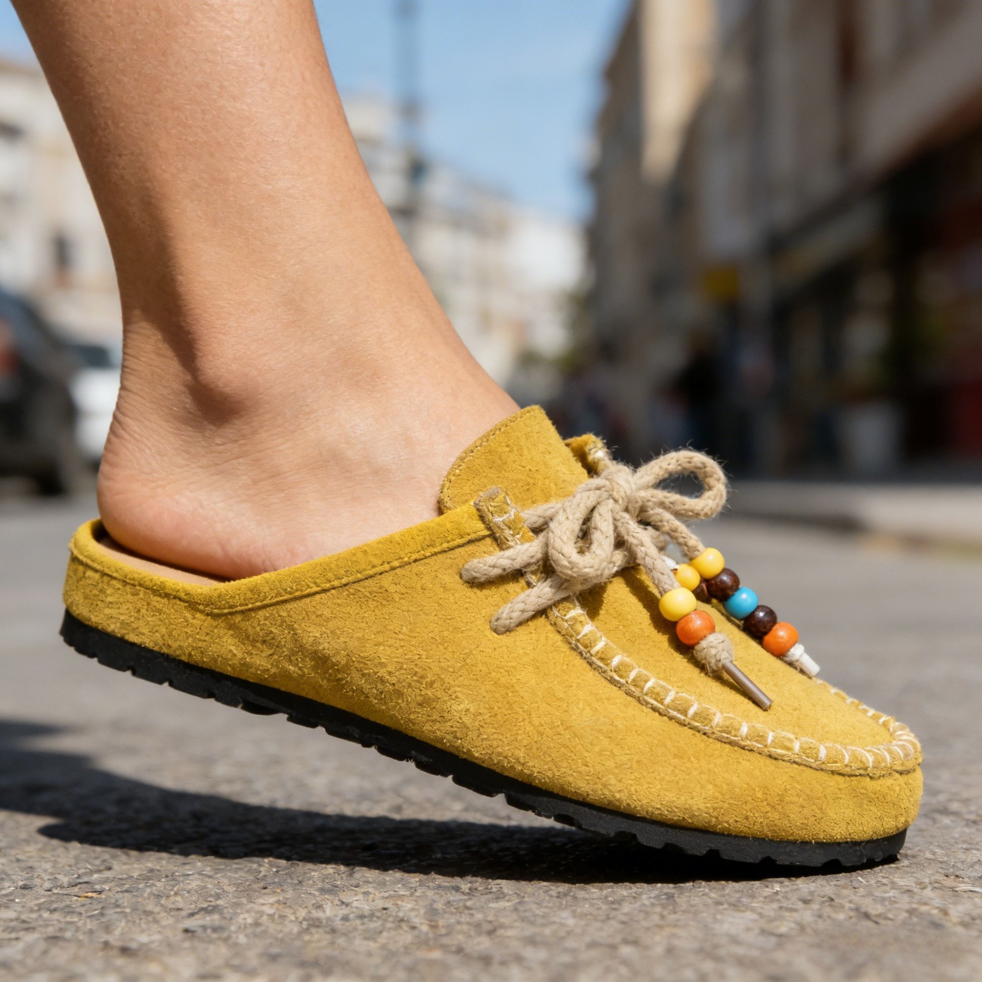 BERANMEY Cork Mules for Women Boho Slip-On Womens Mules 