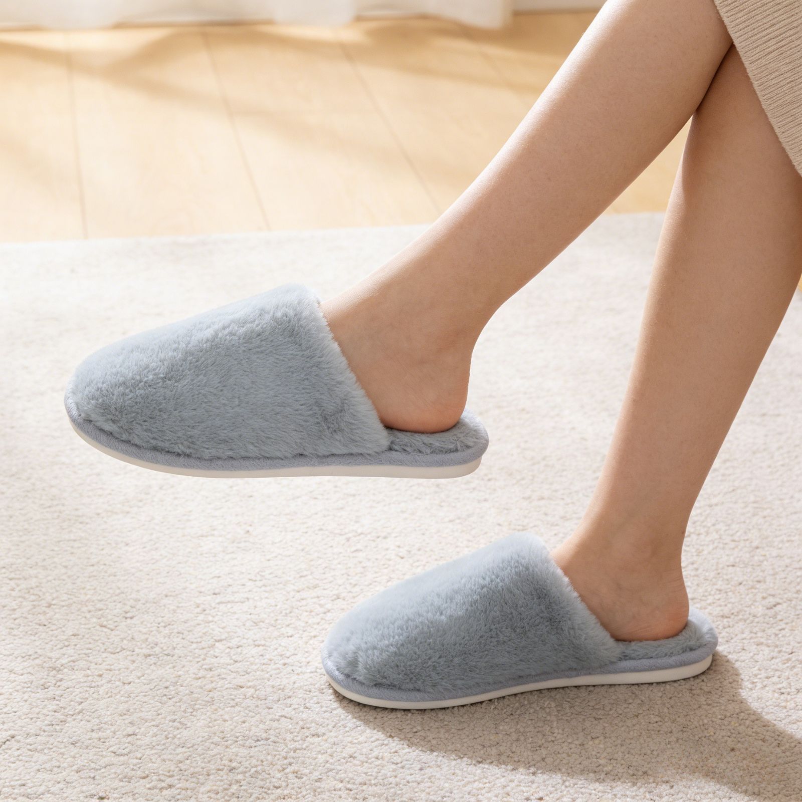 Women's Plush Fuzzy Slip-On Slippers House Slippers