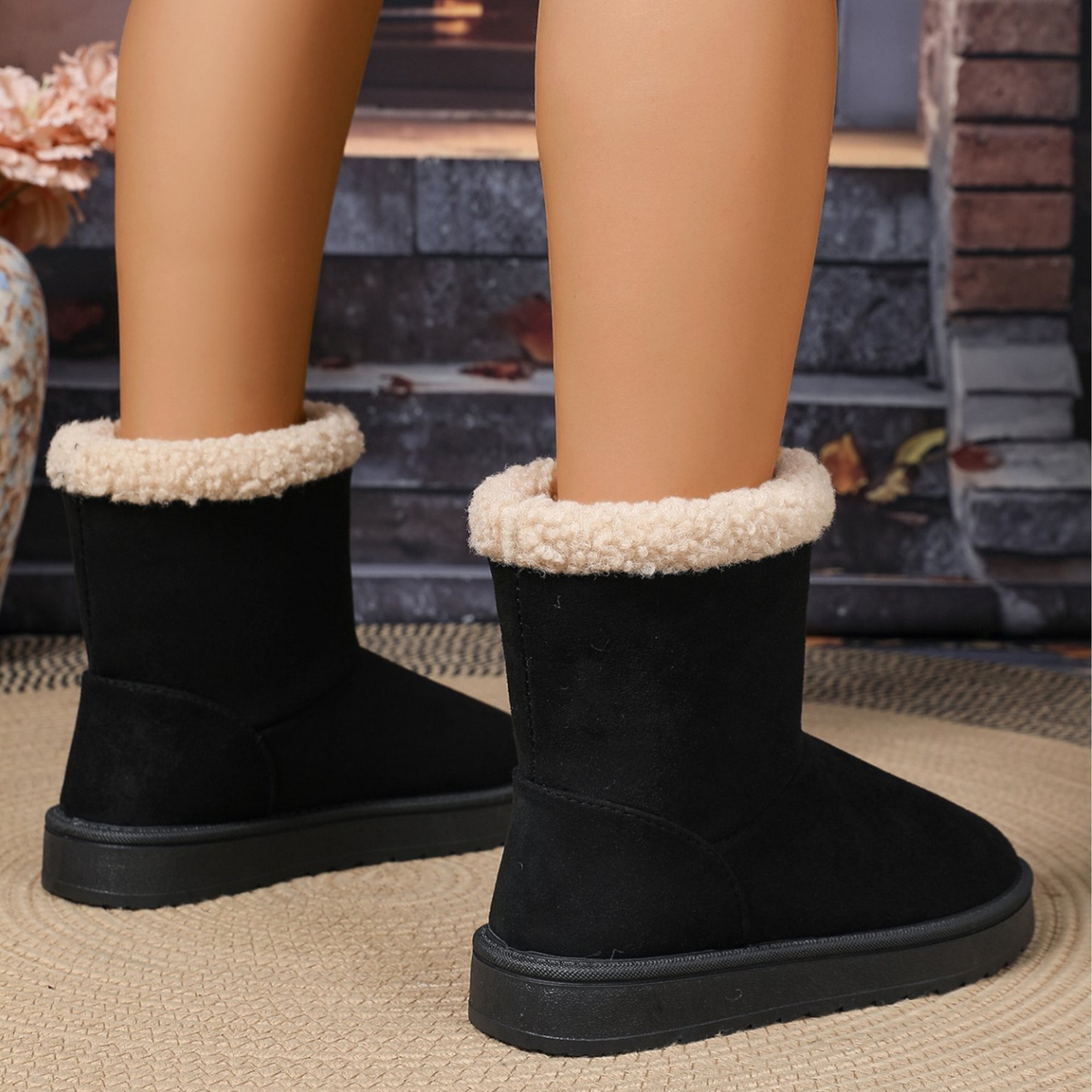 Suede Faux Fur Mid-Calf Boots For Womens