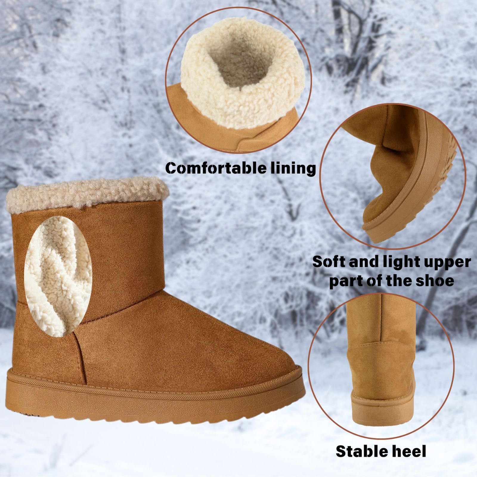 Suede Faux Fur Mid-Calf Boots For Womens
