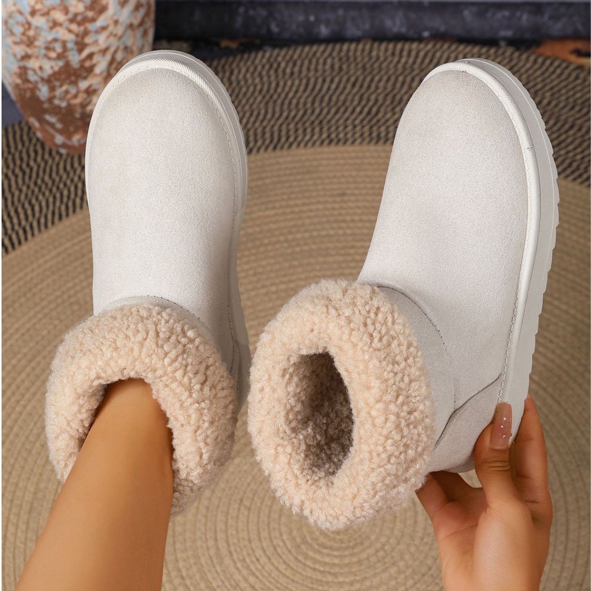 Suede Faux Fur Mid-Calf Boots For Womens