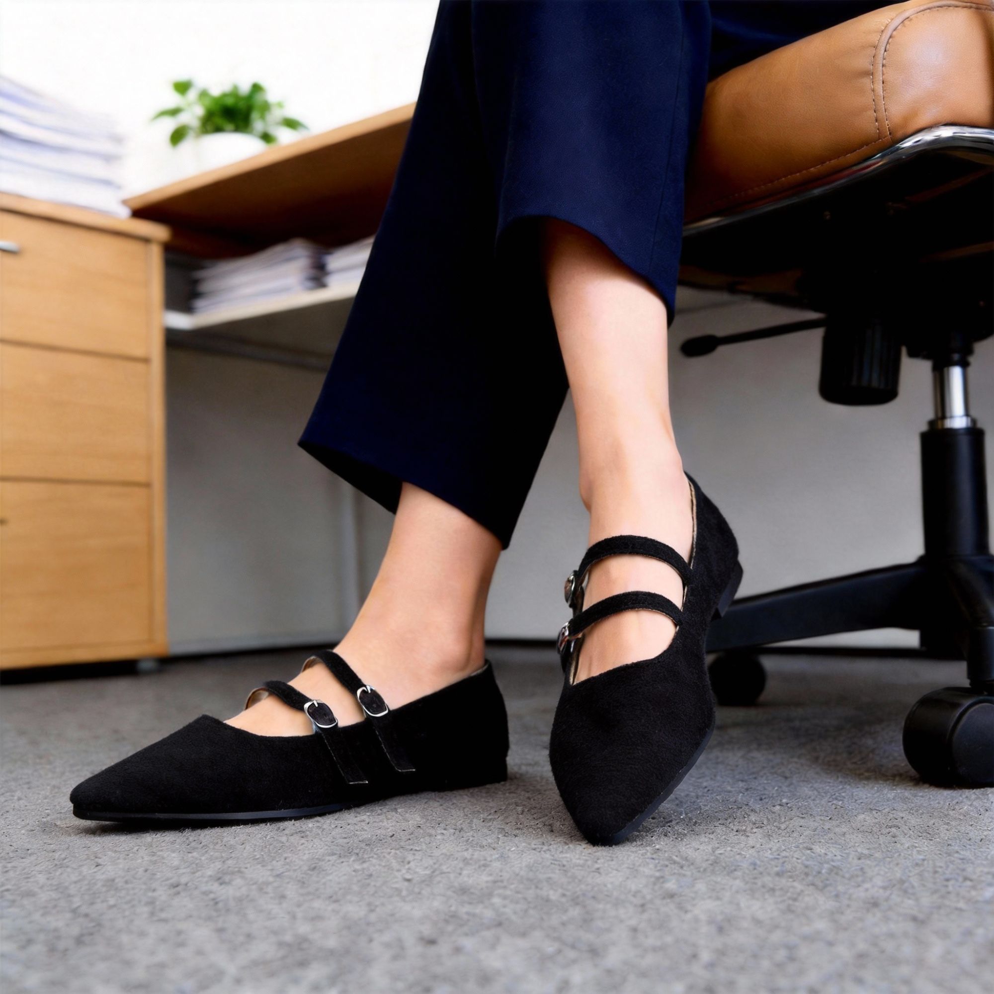 BERANMEY Women’s Mary Jane Ballet Flats Full-Back Slip-On