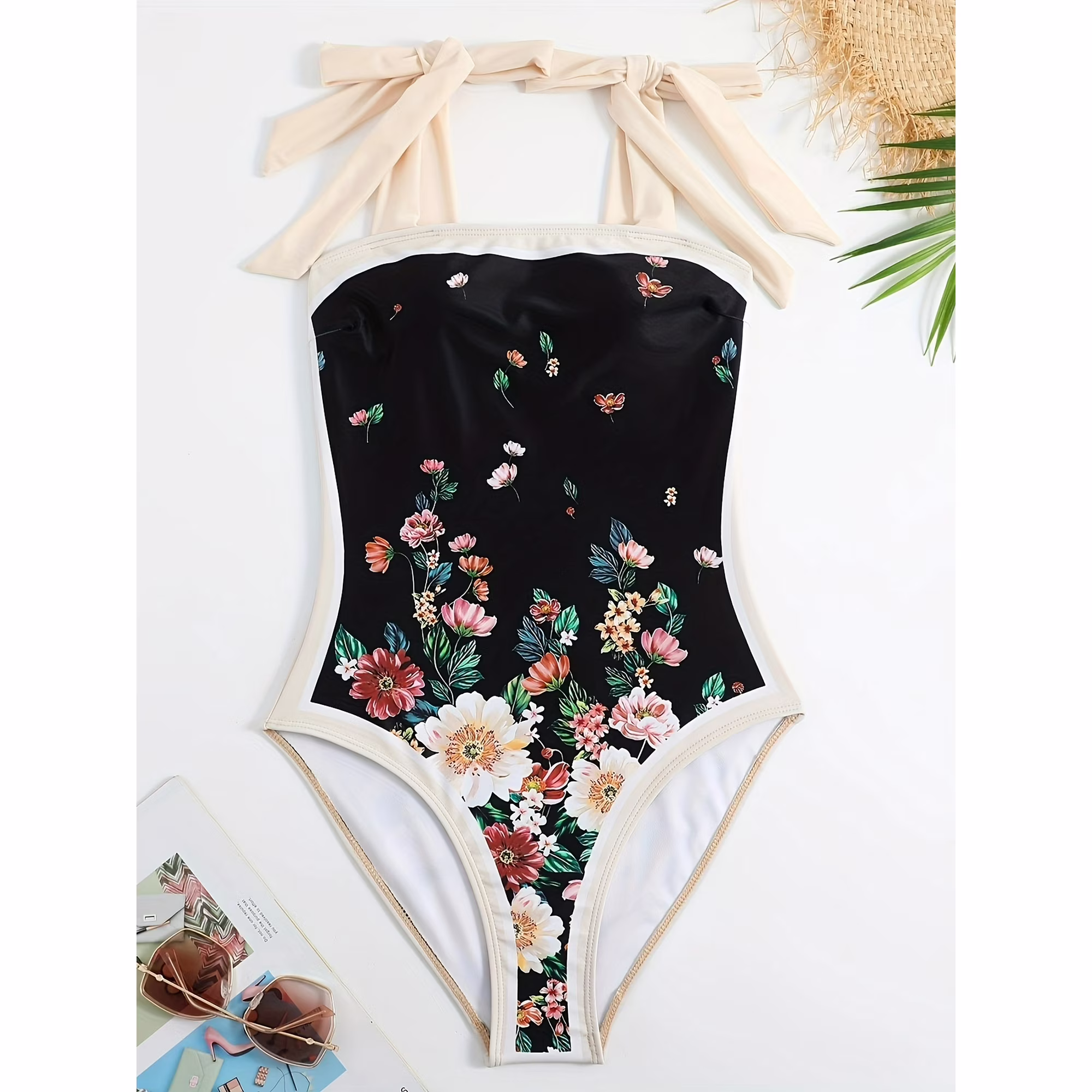 Women's One Piece Swimsuit with Cover up Beach Skirt Sarong