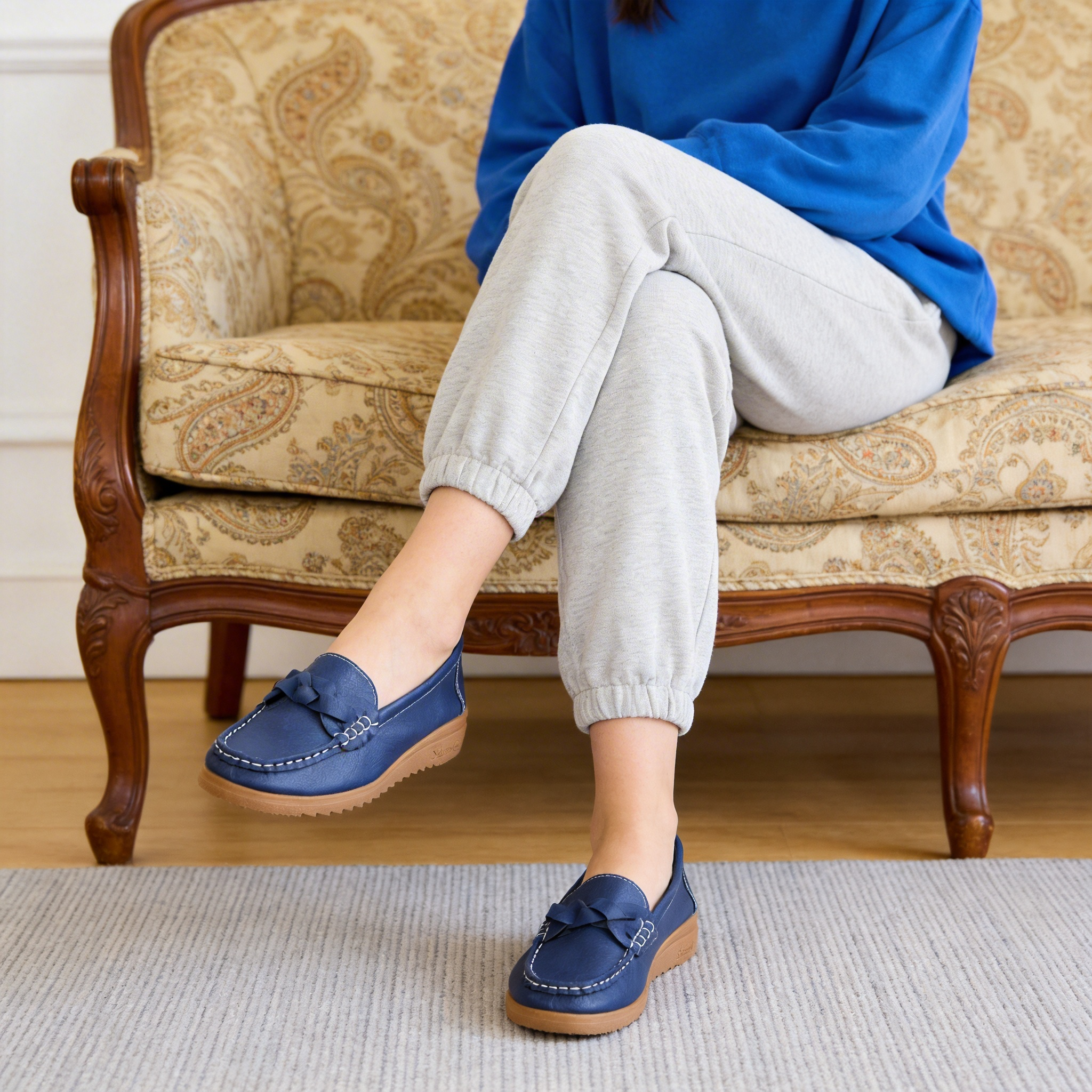 BERANMEY Women's Slip-On Loafers with Braided Strap