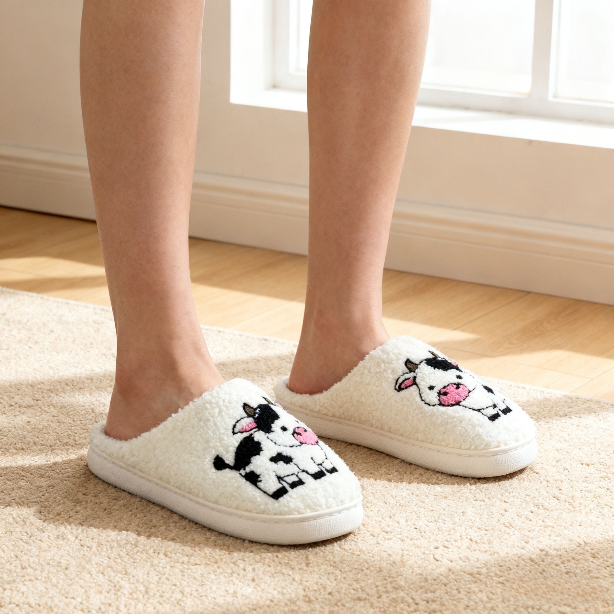 Fluffy House Slippers for Women and Men Non-slip Fuzzy Flat Slides