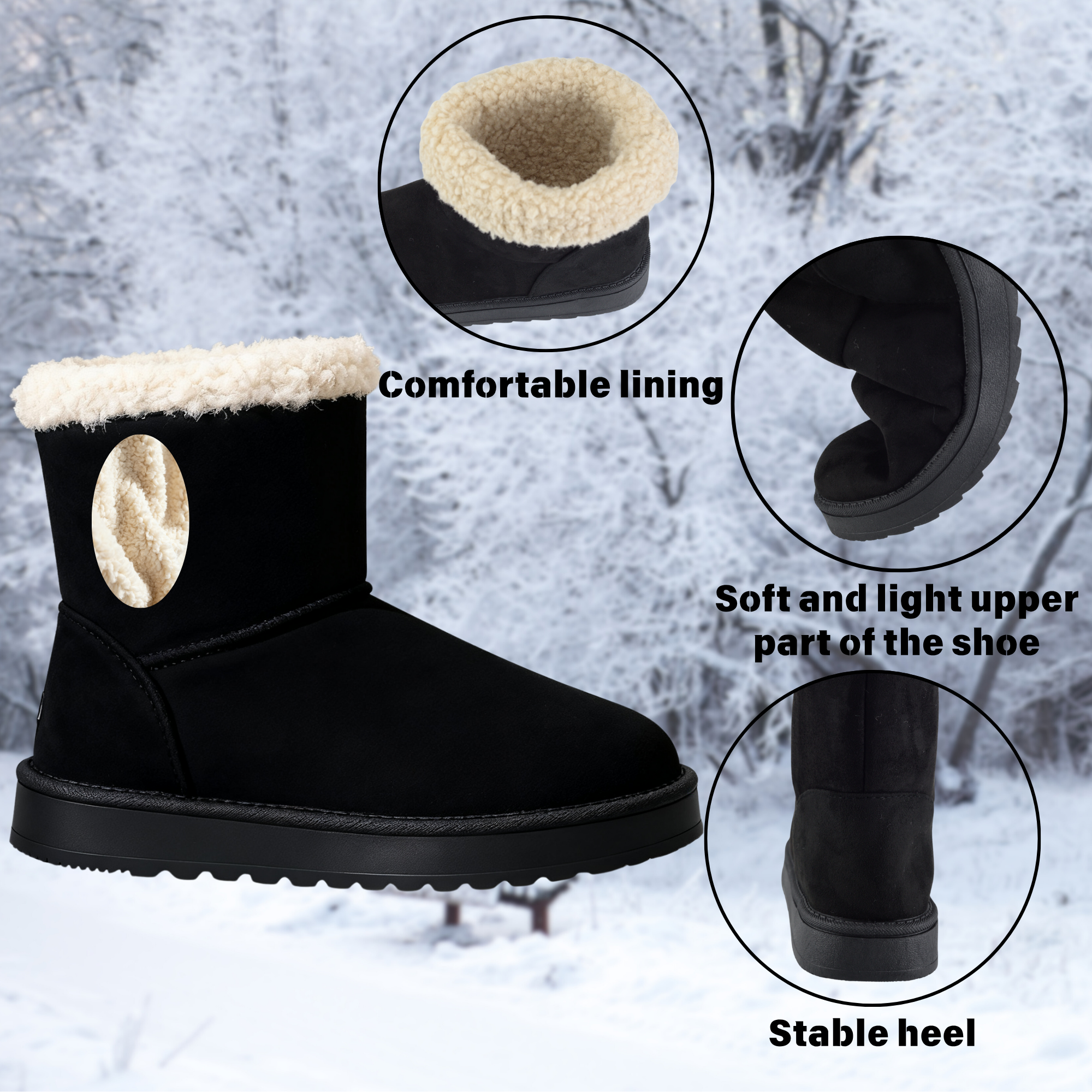 Suede Faux Fur Mid-Calf Boots For Womens