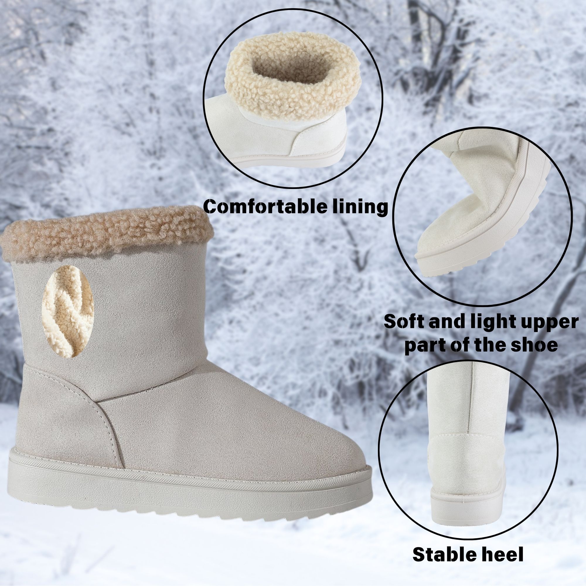 Suede Faux Fur Mid-Calf Boots For Womens