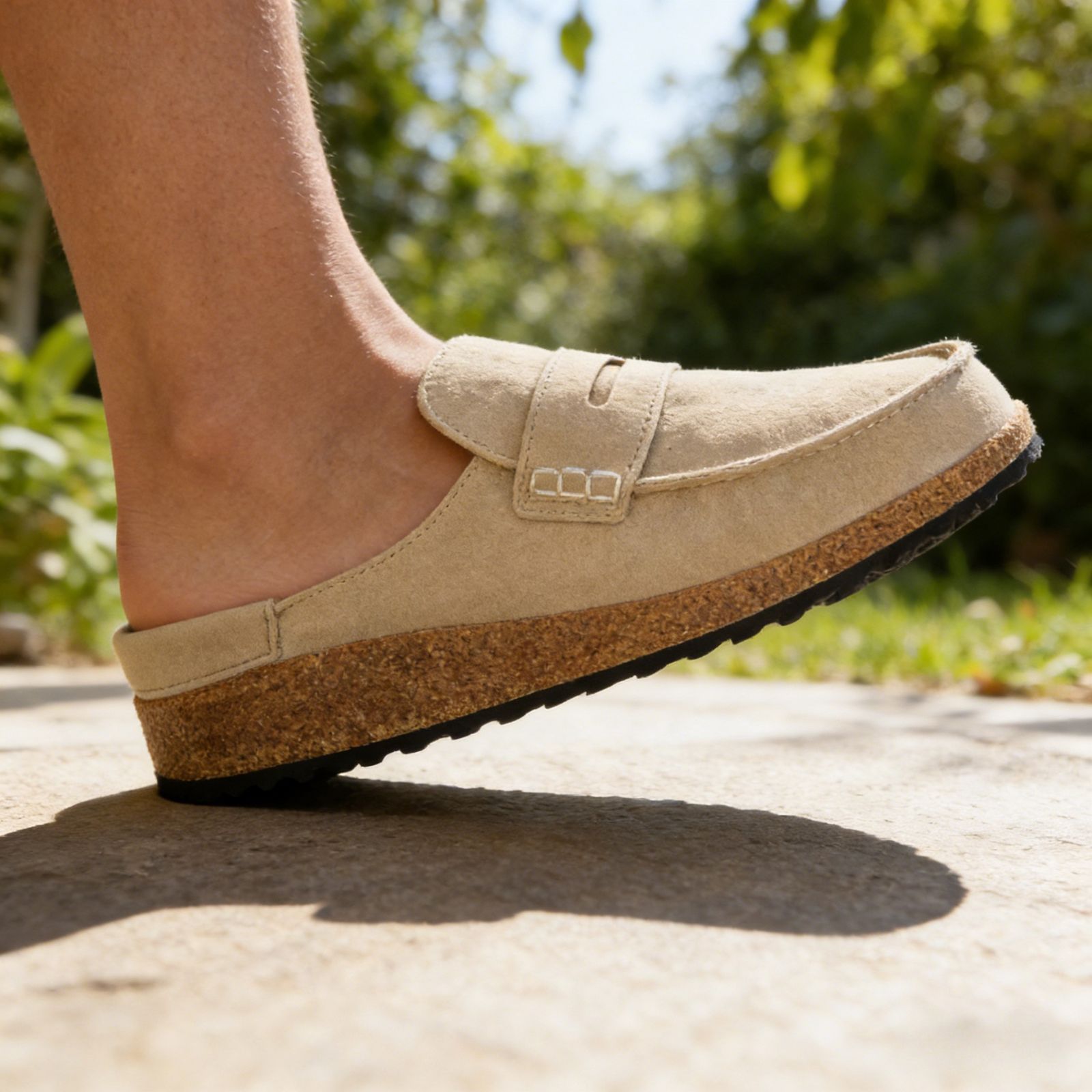 BERANMEY Cork Mules for Women with Memory Foam Slip-on Cork Sole