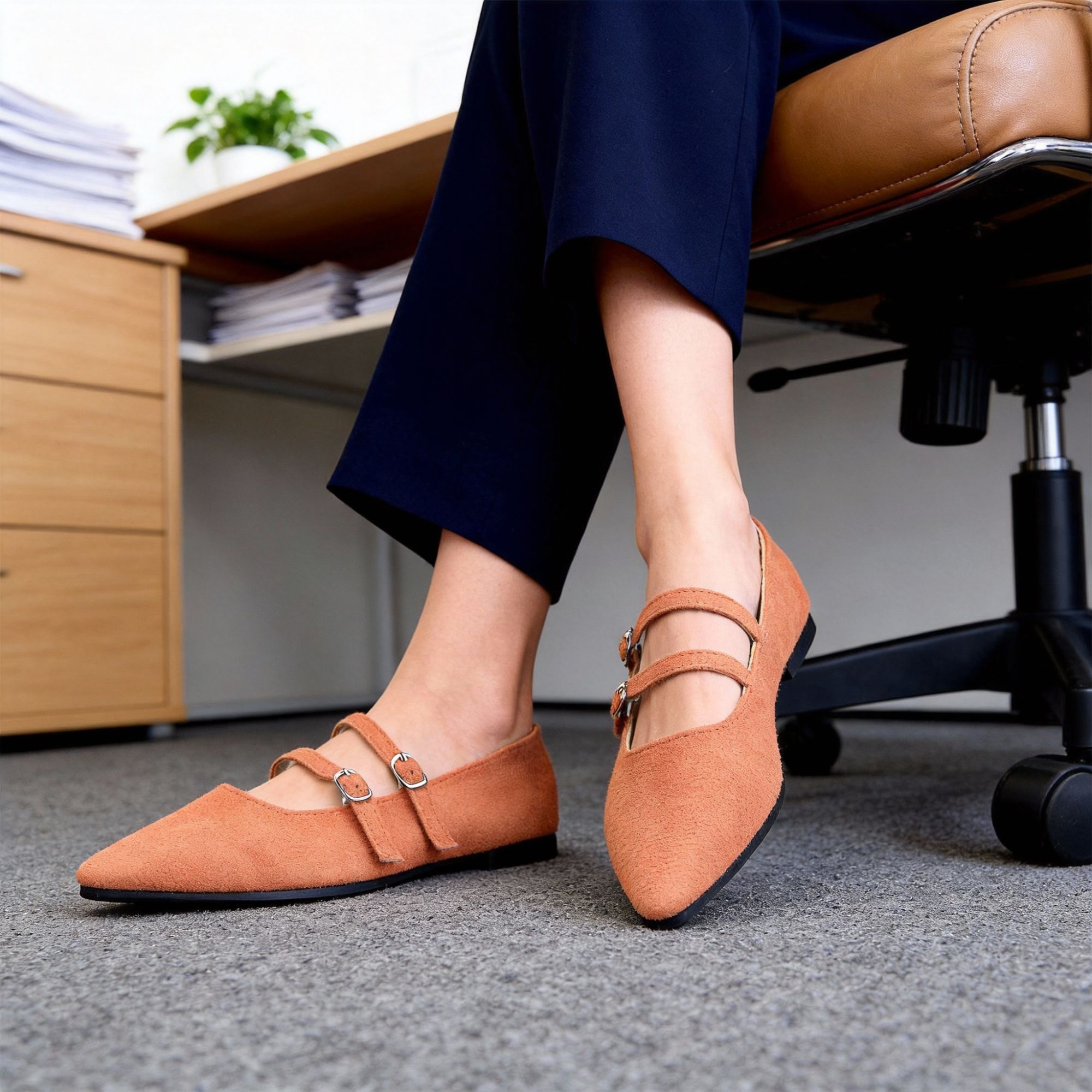 BERANMEY Women’s Mary Jane Ballet Flats Full-Back Slip-On