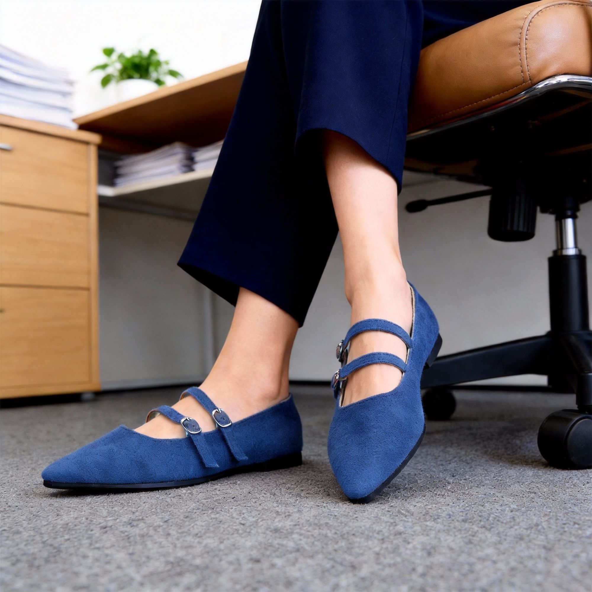 BERANMEY Women’s Mary Jane Ballet Flats Full-Back Slip-On