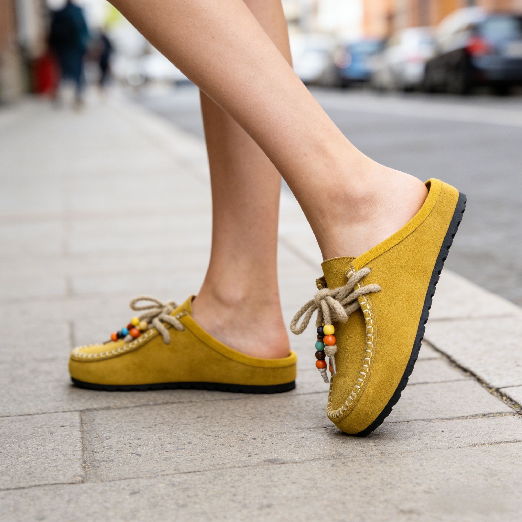 BERANMEY Cork Mules for Women Boho Slip-On Womens Mules 