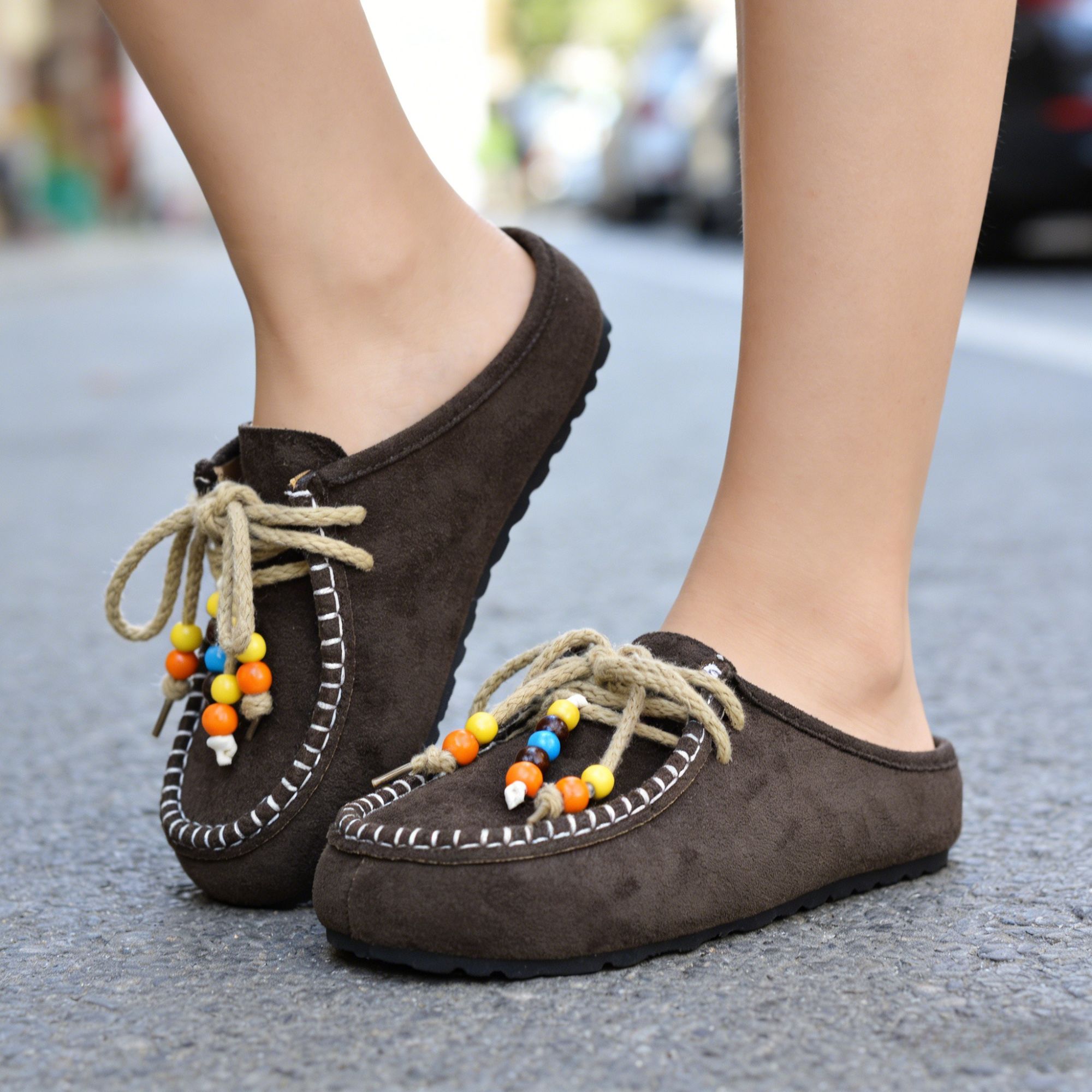 BERANMEY Cork Mules for Women Boho Slip-On Womens Mules 