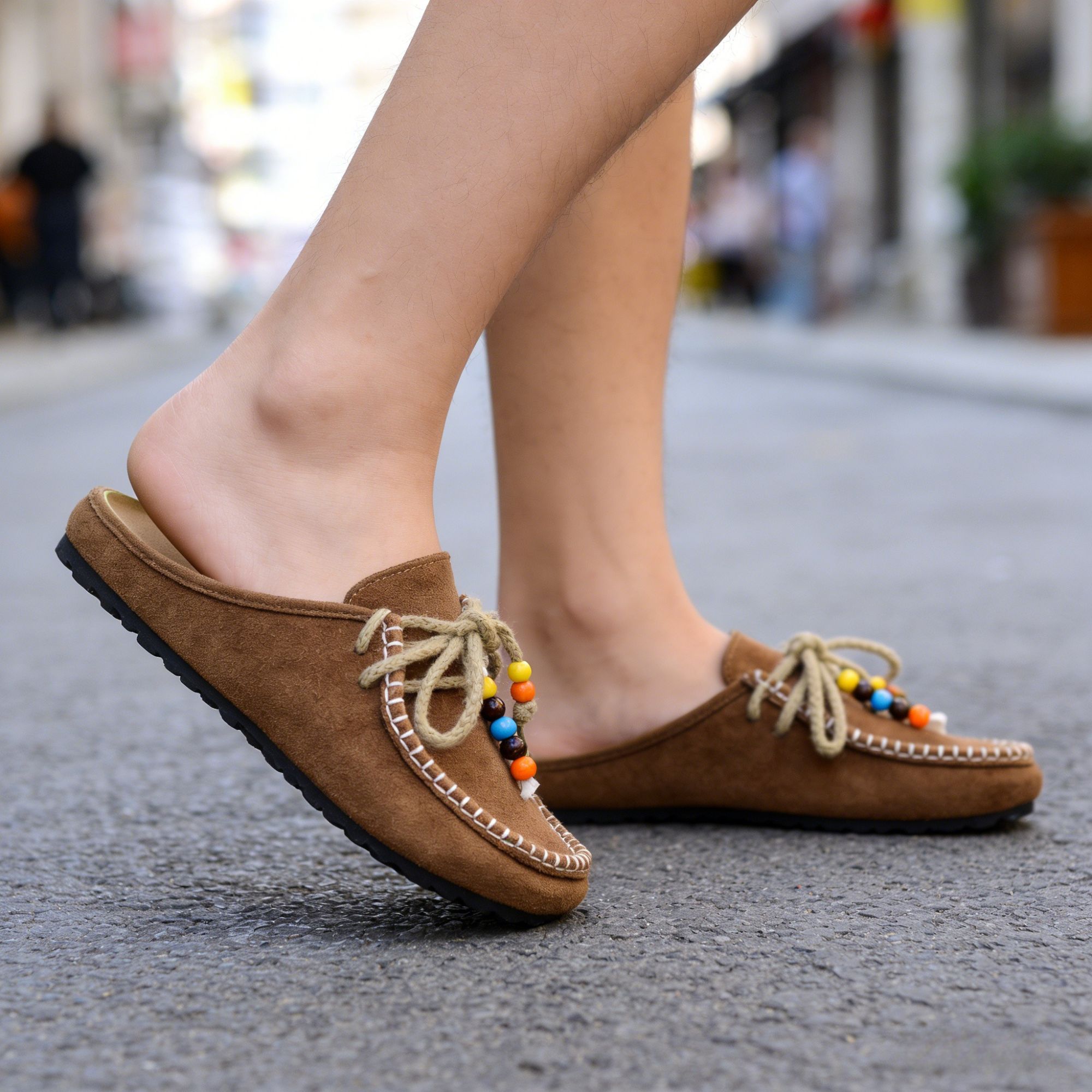 BERANMEY Cork Mules for Women Boho Slip-On Womens Mules 