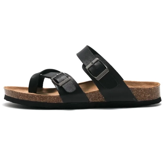  Cork Footbed Sandals for Women With Comfort Flat Slide Sandals