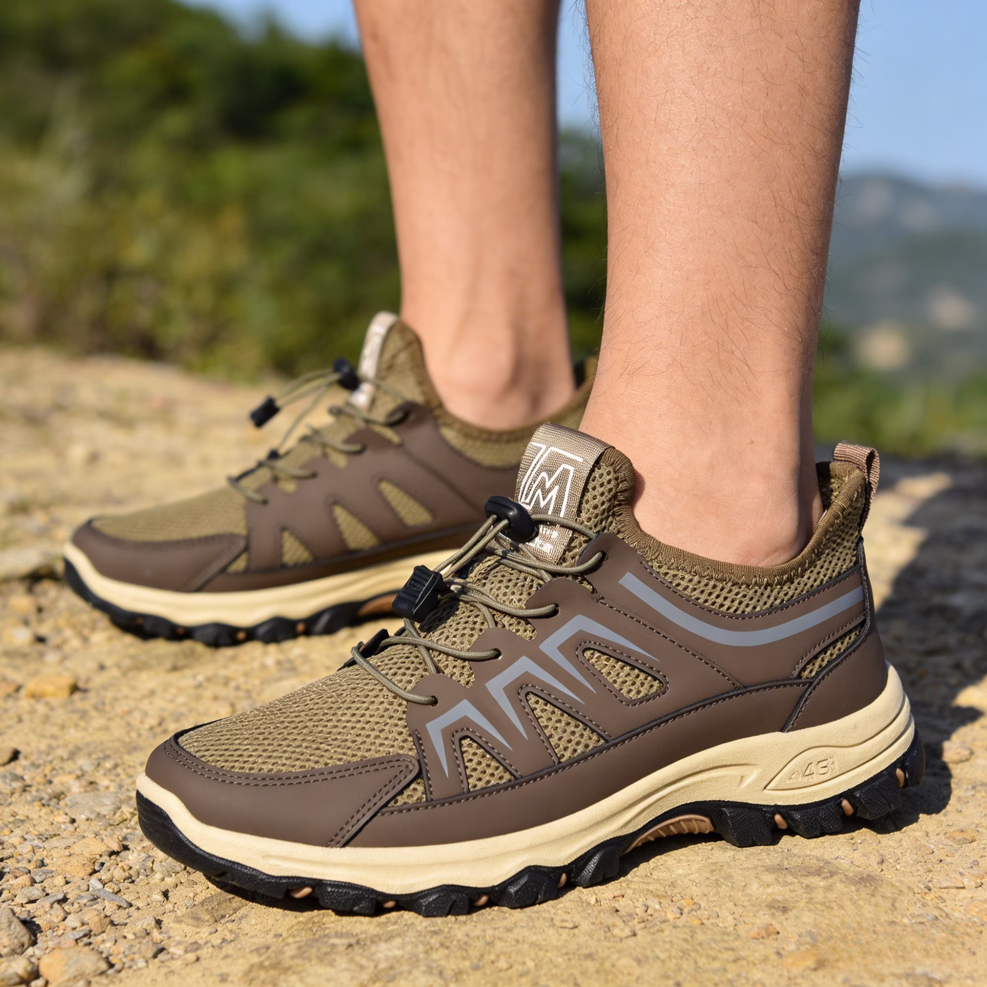Men's Breathable Wide Hiking Walking Shoes for Travel Commute