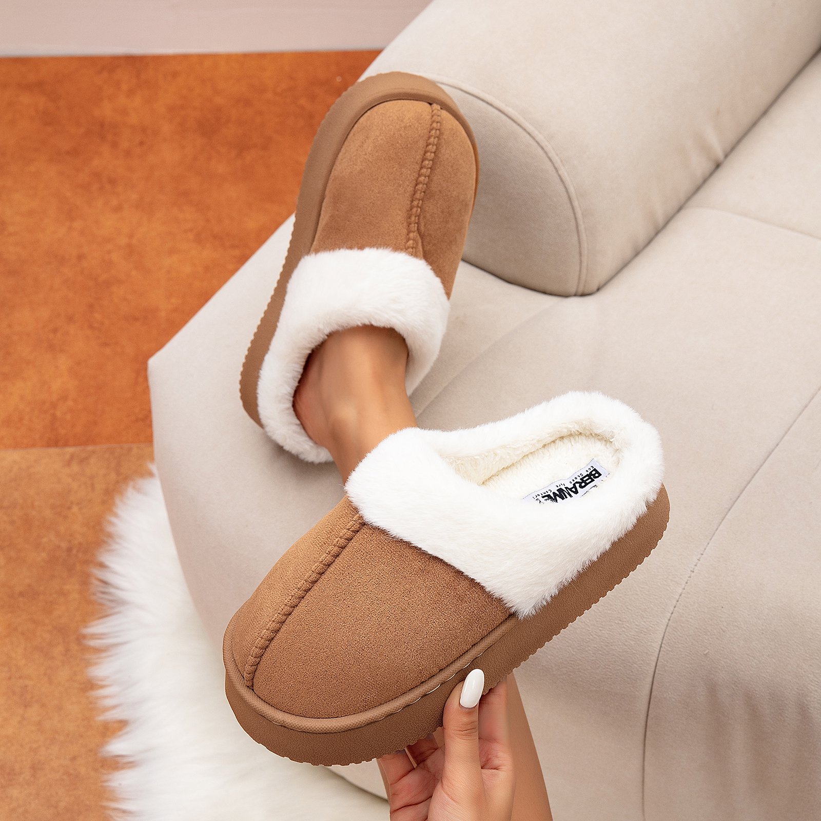 Cozy Platform Fuzzy Slippers Short Ankle Slippers