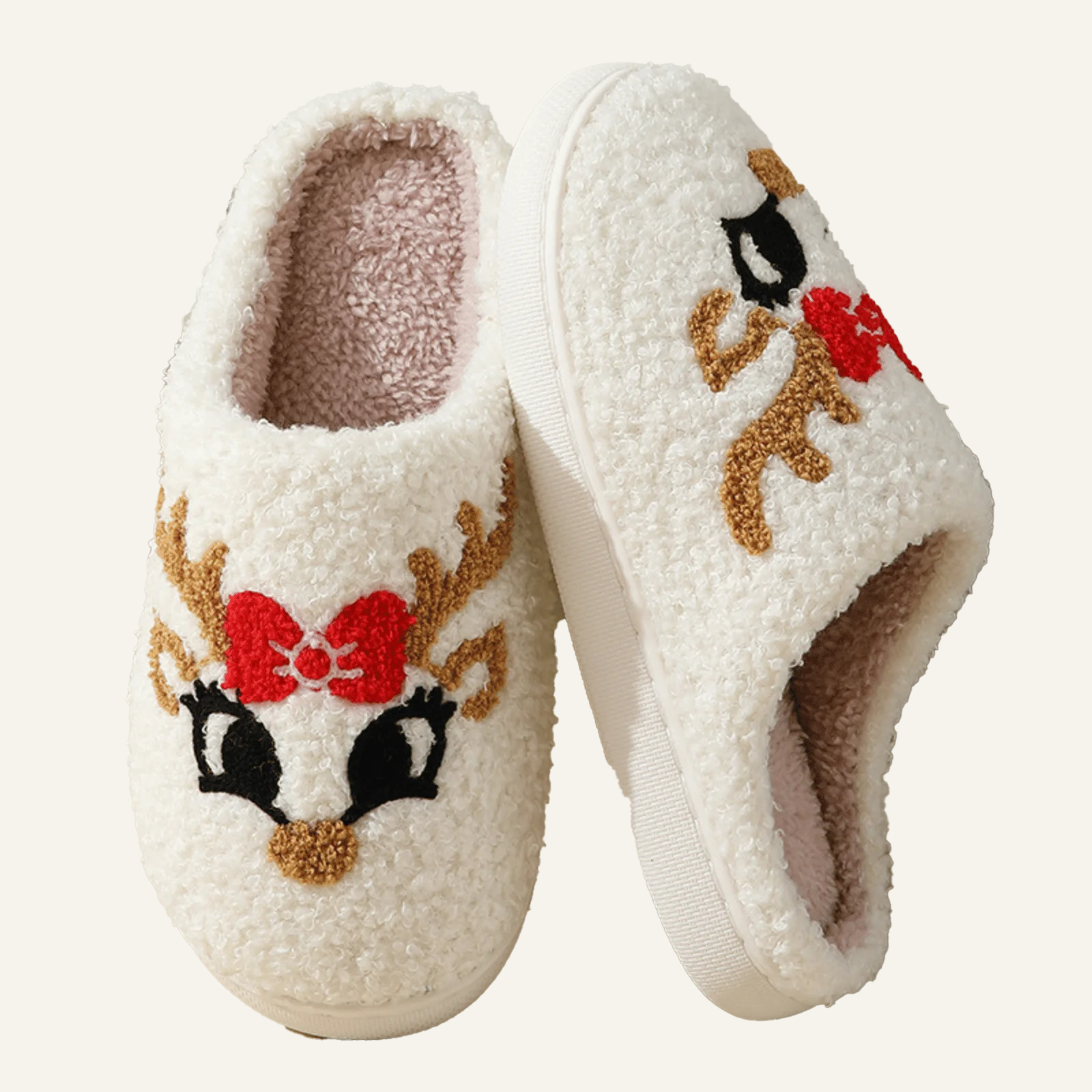  Christmas Reindeer Slippers  Plush Warm