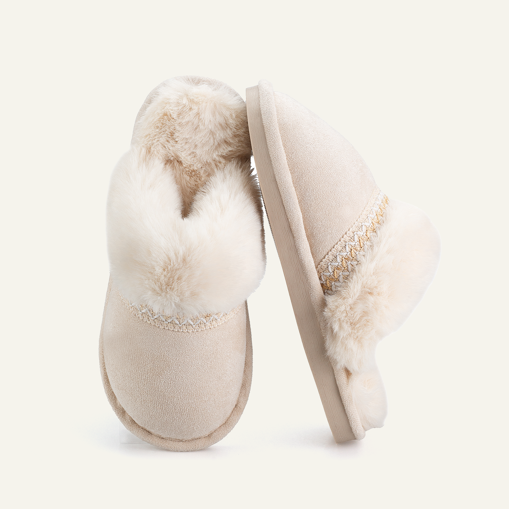  Memory Foam Fuzzy Faux Fur House Slippers