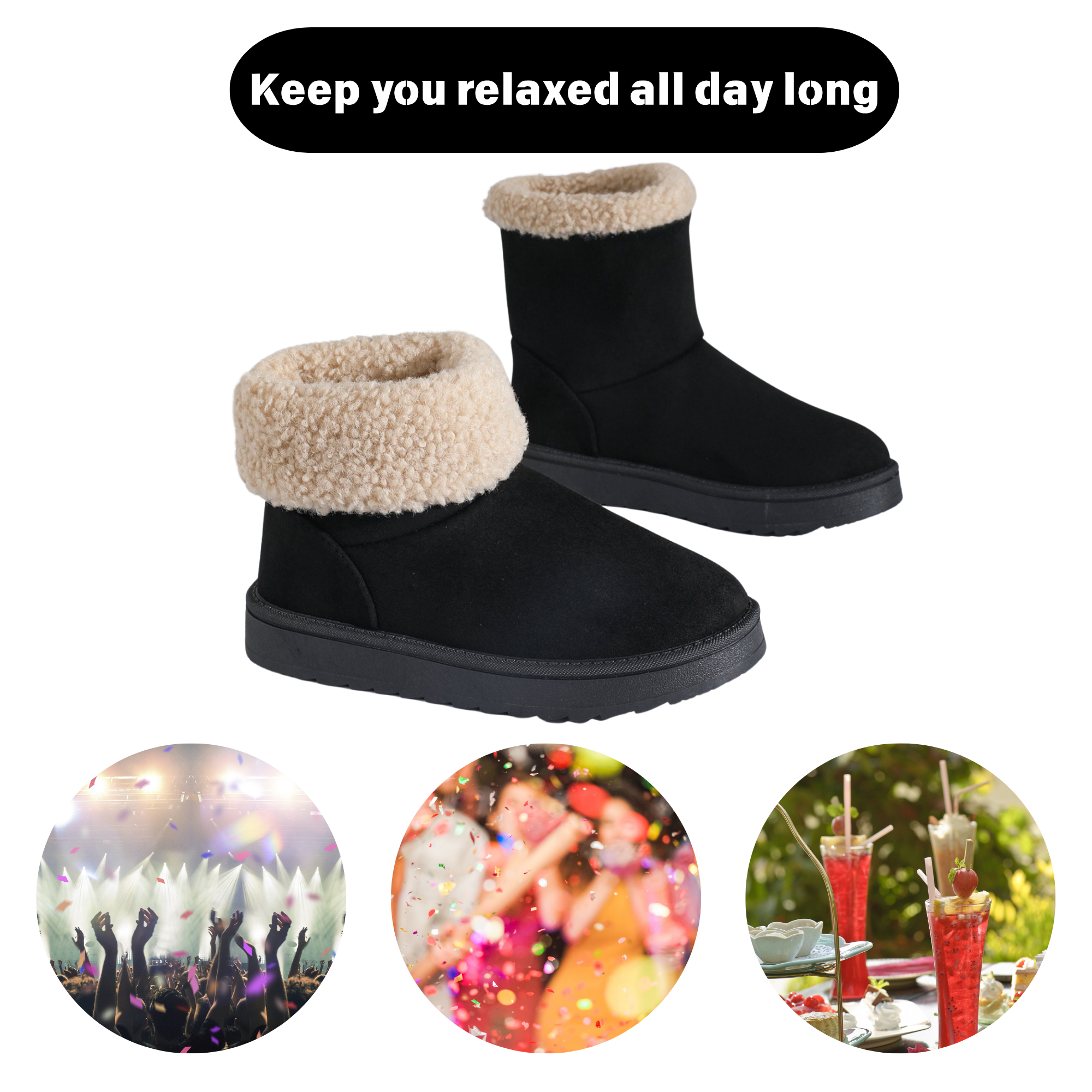 Suede Faux Fur Mid-Calf Boots For Womens