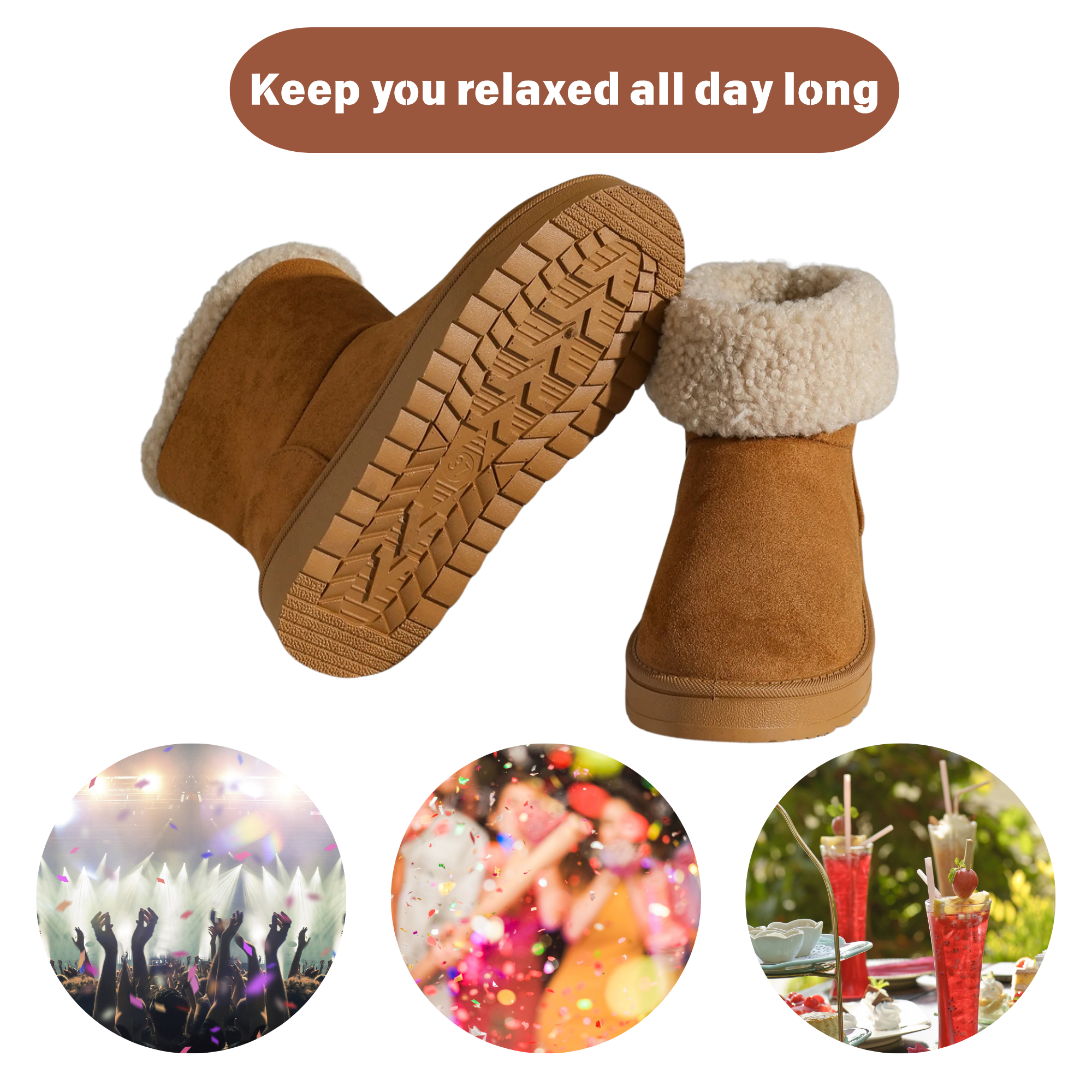 Suede Faux Fur Mid-Calf Boots For Womens