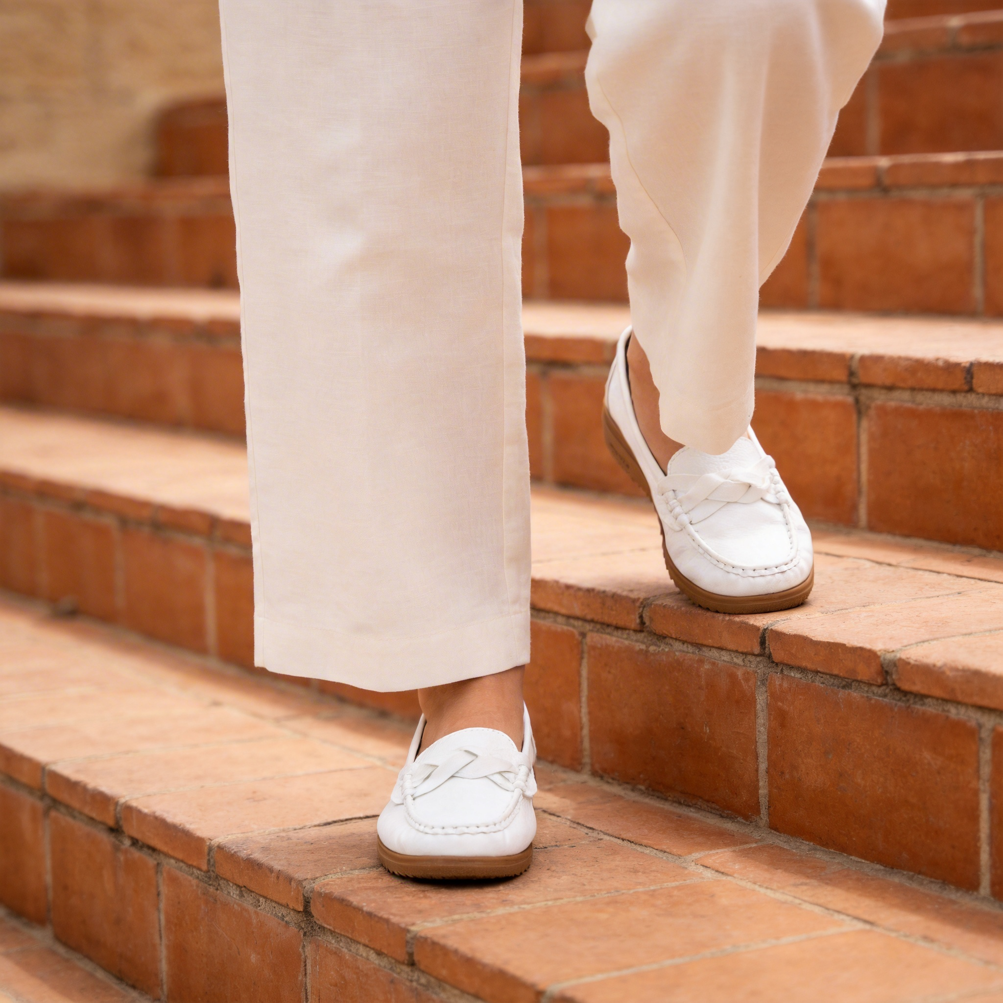 BERANMEY Women's Slip-On Loafers with Braided Strap