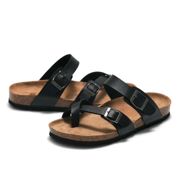  Cork Footbed Sandals for Women With Comfort Flat Slide Sandals
