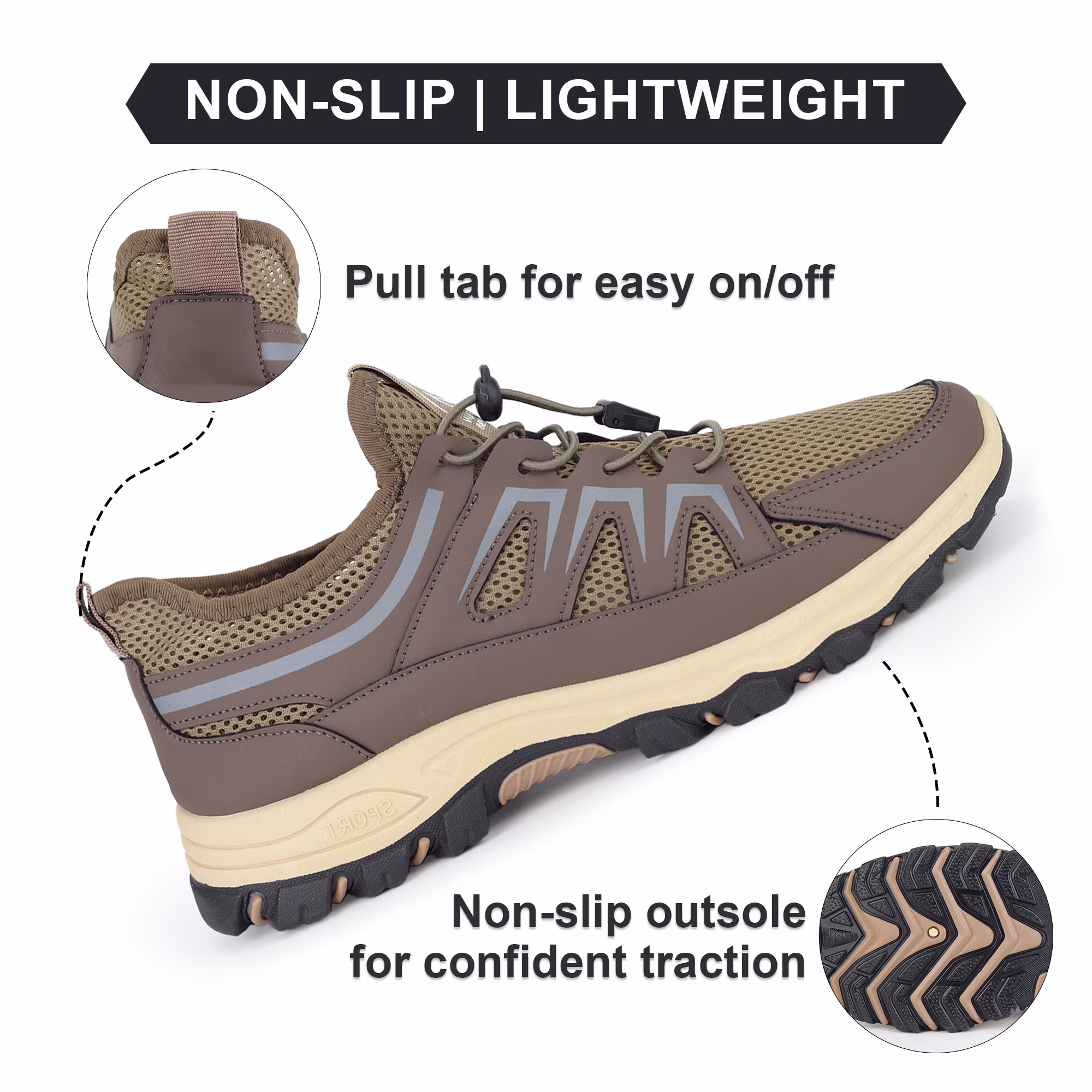 Men's Breathable Wide Hiking Walking Shoes for Travel Commute