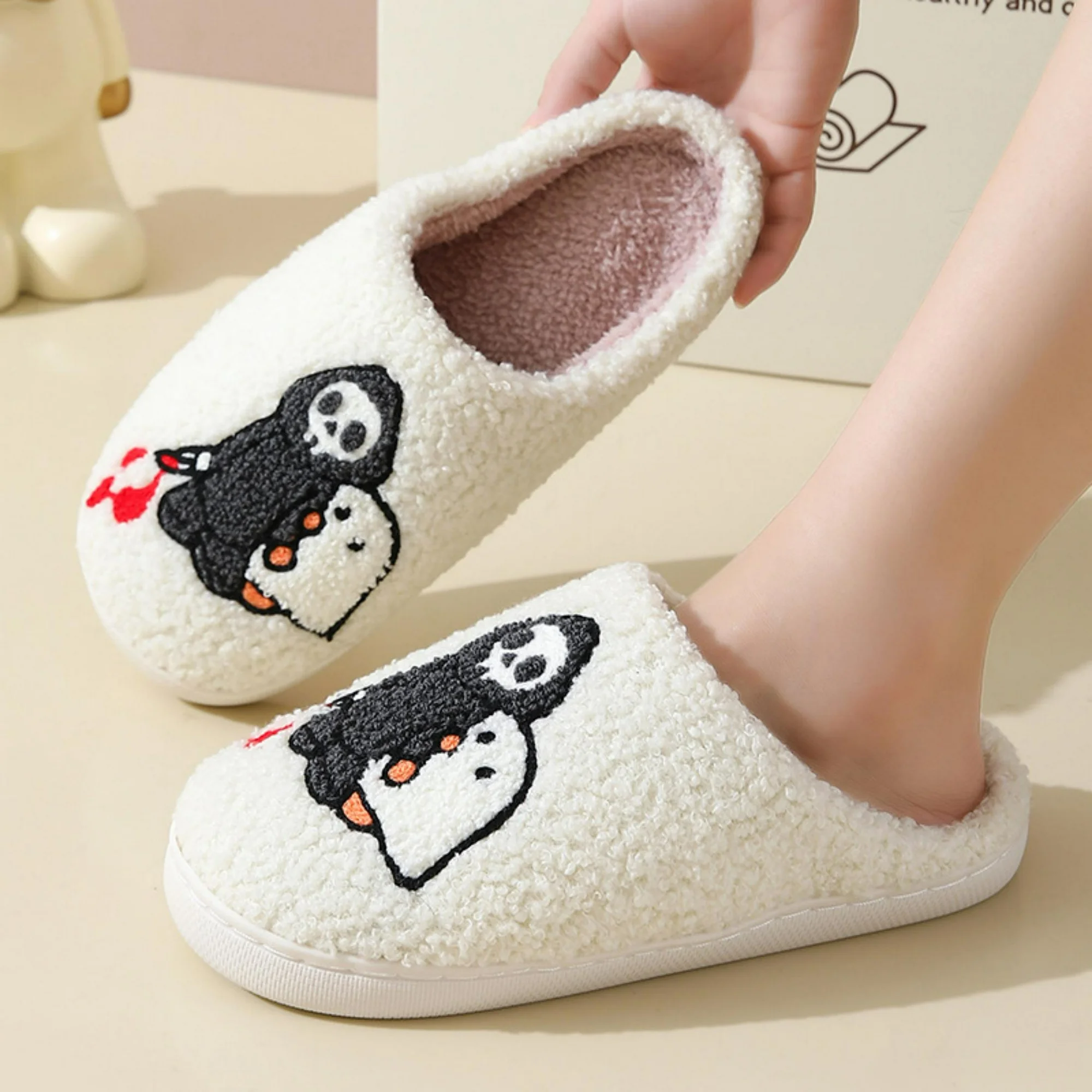 Halloween Pumpkin Slippers Indoor Fluffy House Slippers 