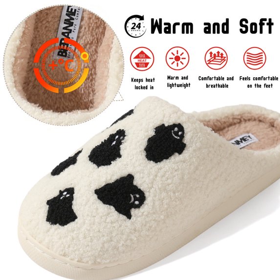 Halloween Slippers for Women and men Ghosts-White