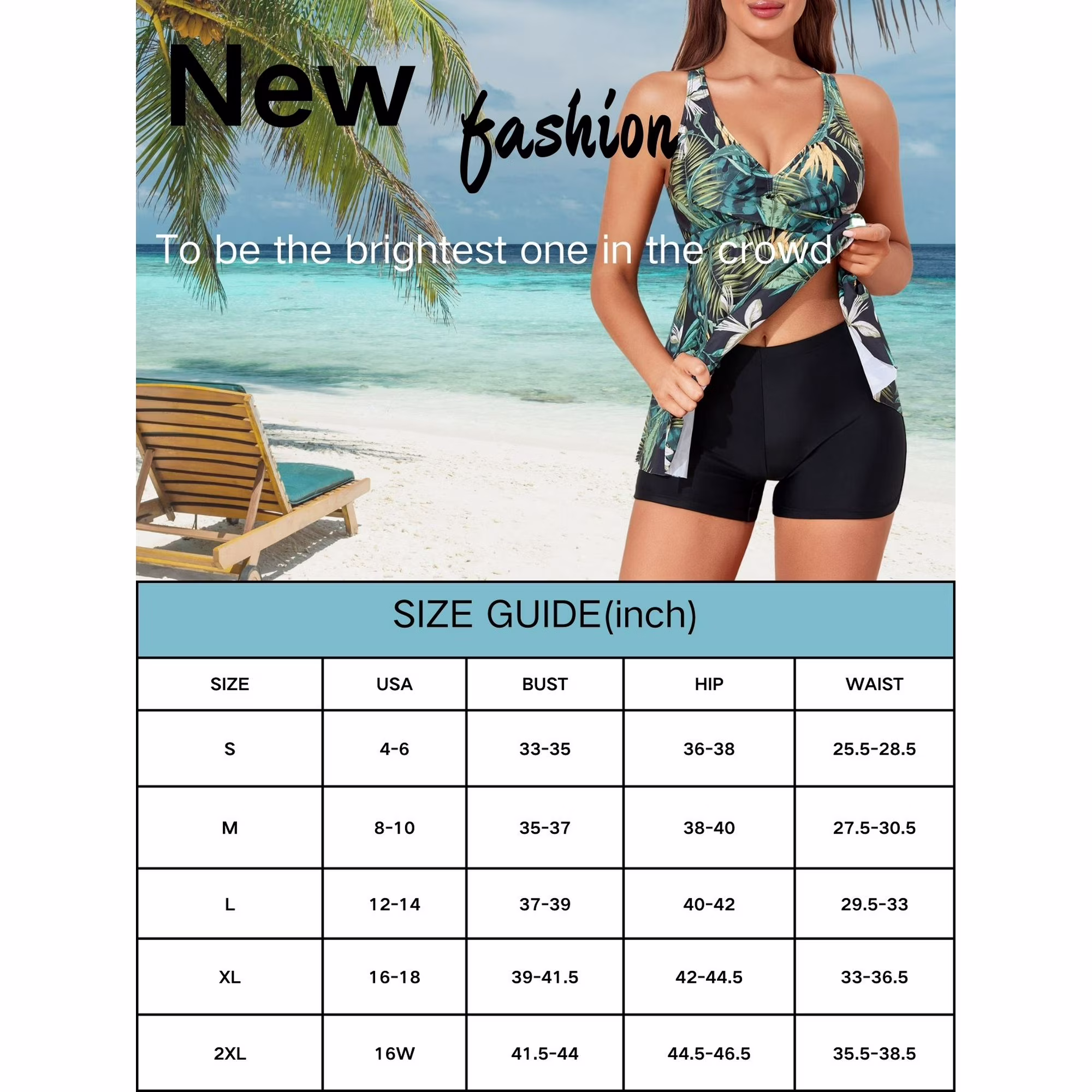 Sexy Deep V Neck Floral Print Tankini Swimsuits for Women