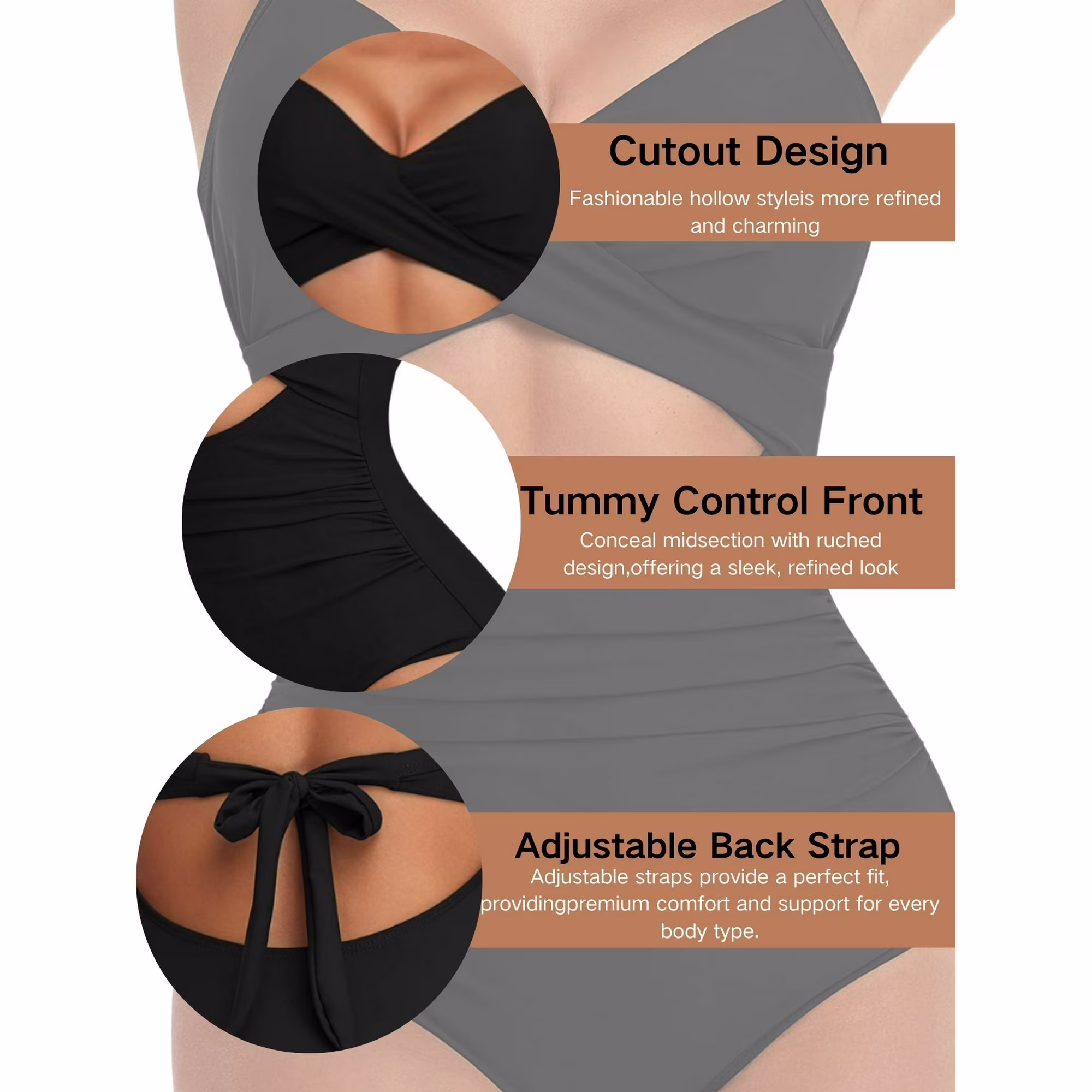 Sexy Tummy Control One Piece Swimsuit for Women 