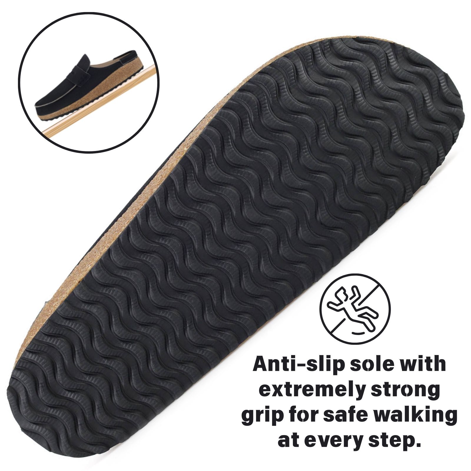 BERANMEY Cork Mules for Women with Memory Foam Slip-on Cork Sole