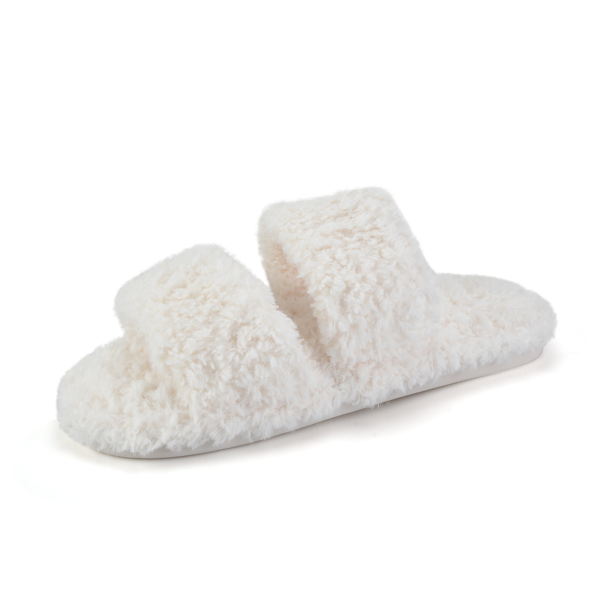  Womens Fuzzy Open Toe Slippers Faux Fur Slippers