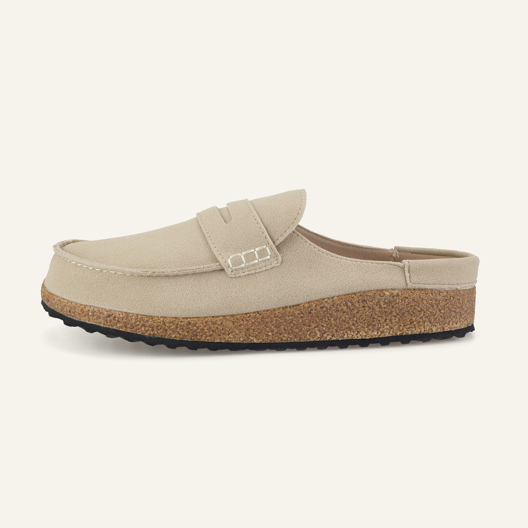 BERANMEY Cork Mules for Women with Memory Foam Slip-on Cork Sole