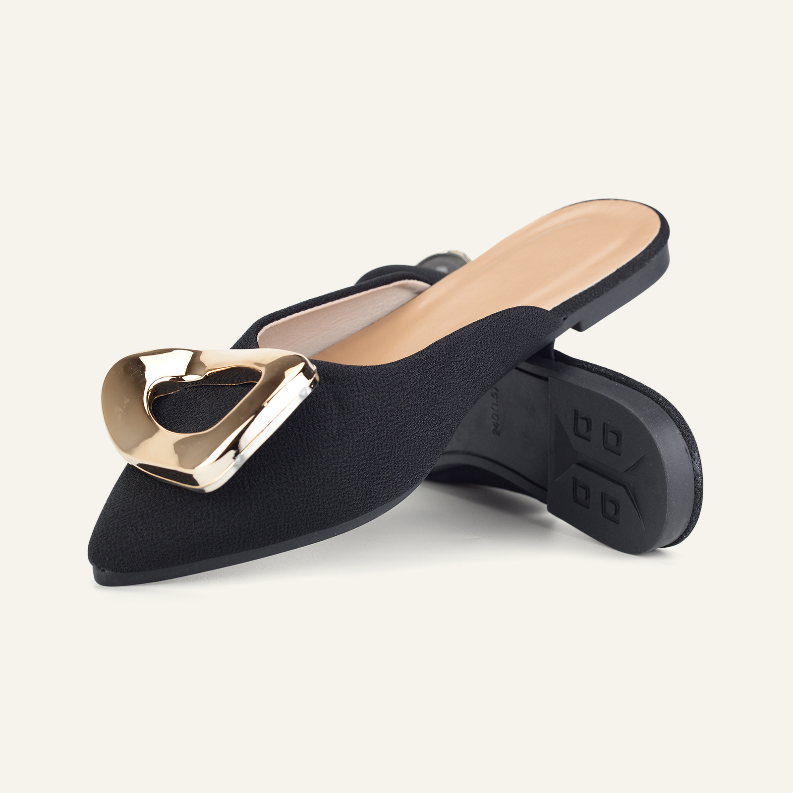 BERANMEY Flats for Women Slip On Ballet Flats with Metal Buckle 