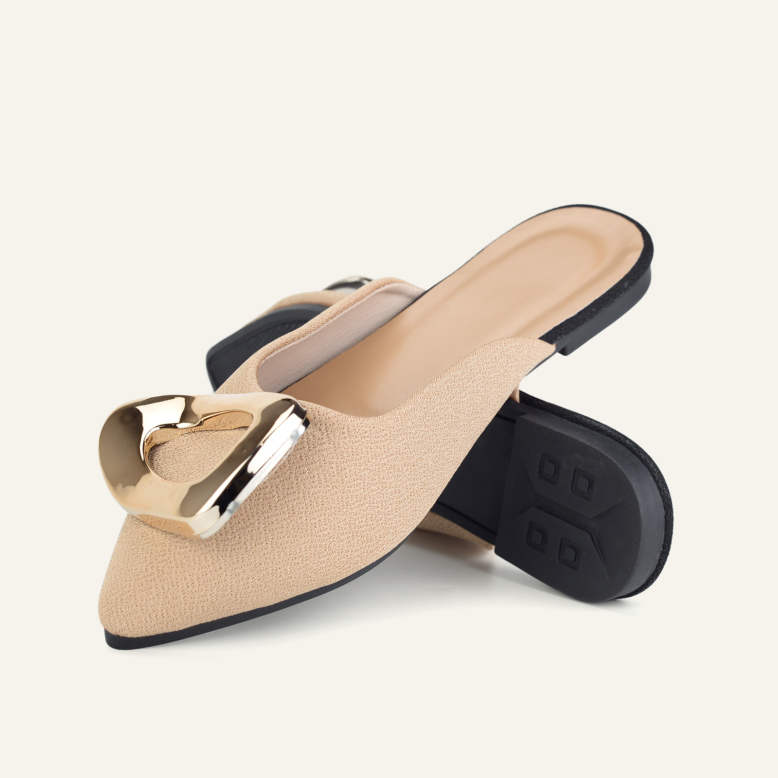 BERANMEY Flats for Women Slip On Ballet Flats with Metal Buckle 