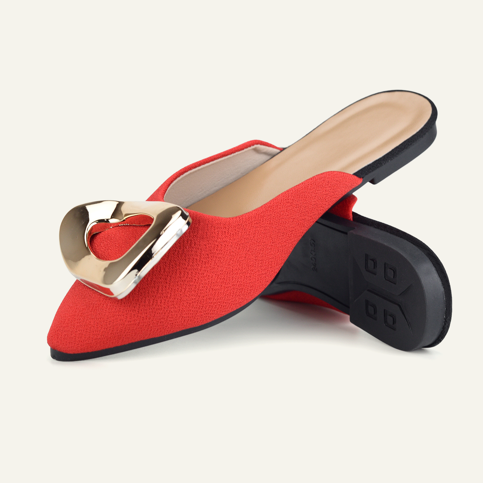 BERANMEY Flats for Women Slip On Ballet Flats with Metal Buckle 