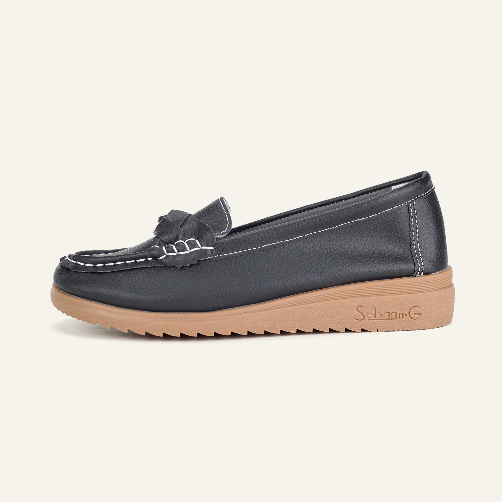 BERANMEY Women's Slip-On Loafers with Braided Strap