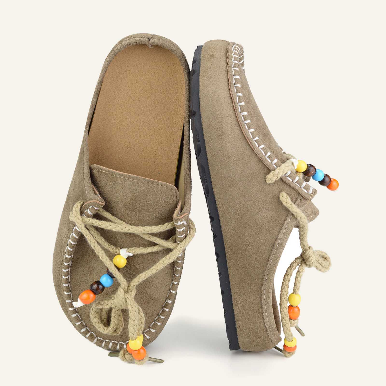 BERANMEY Cork Mules for Women Boho Slip-On Womens Mules 