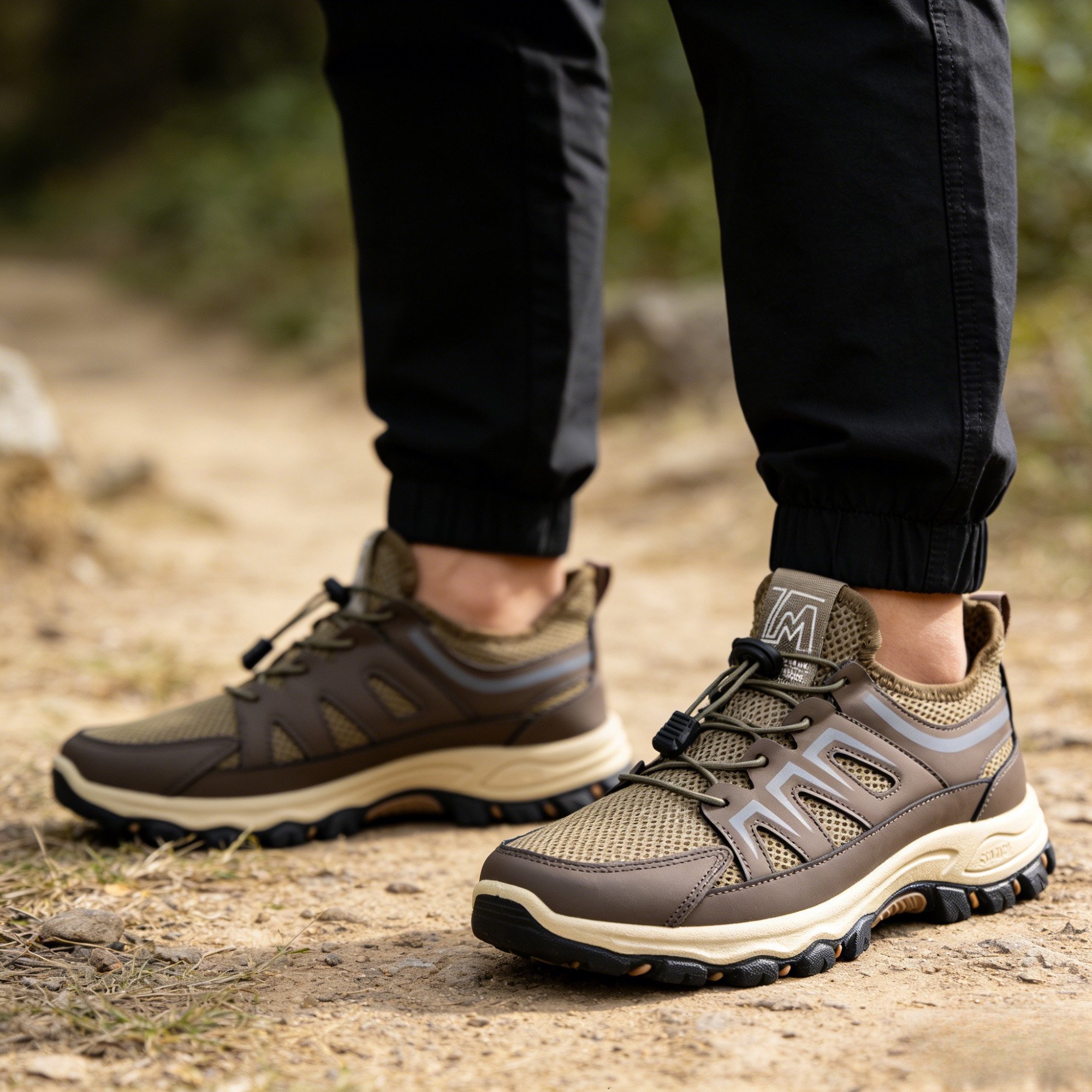 Men's Breathable Wide Hiking Walking Shoes for Travel Commute