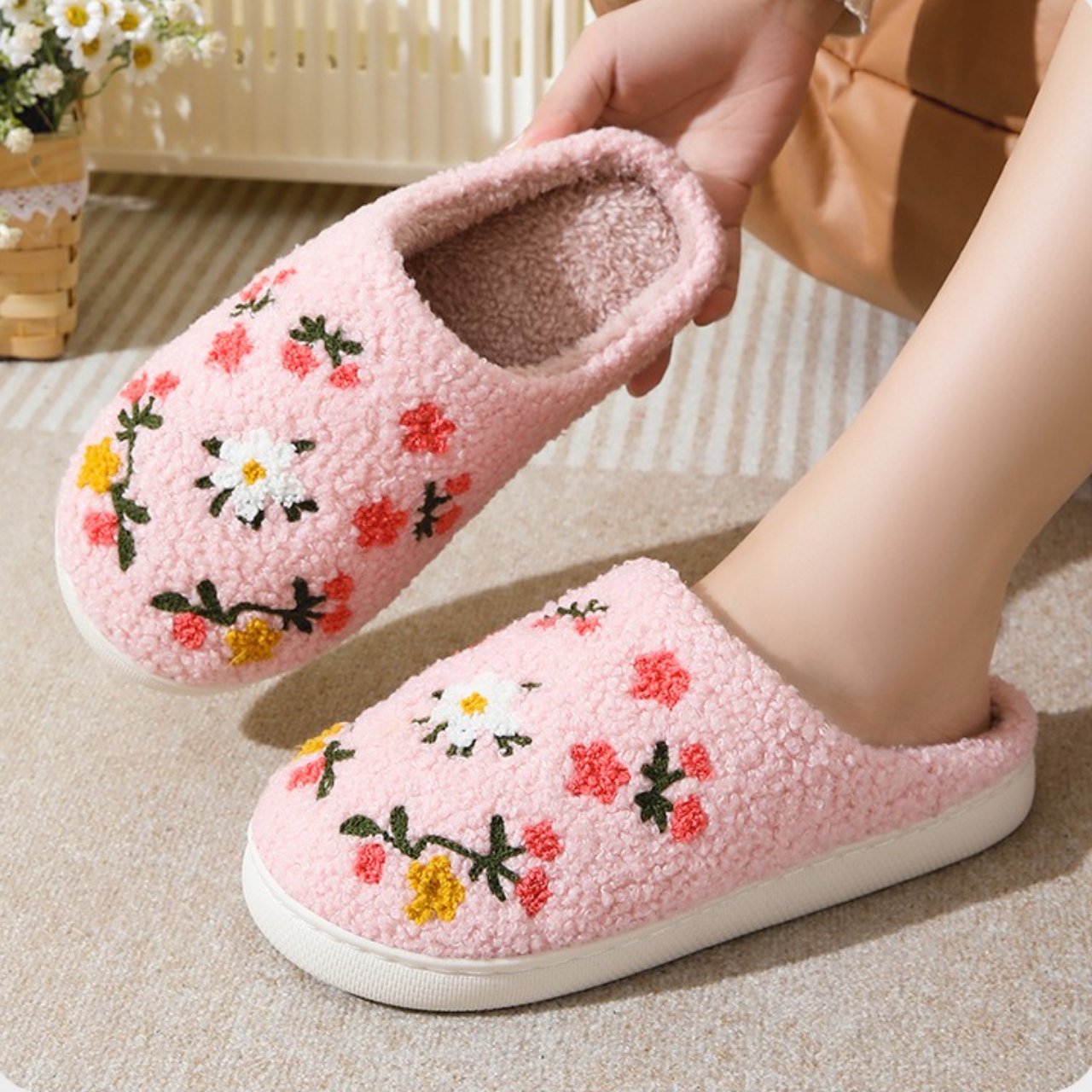 Cute Cartoon Flower Slippers for Women