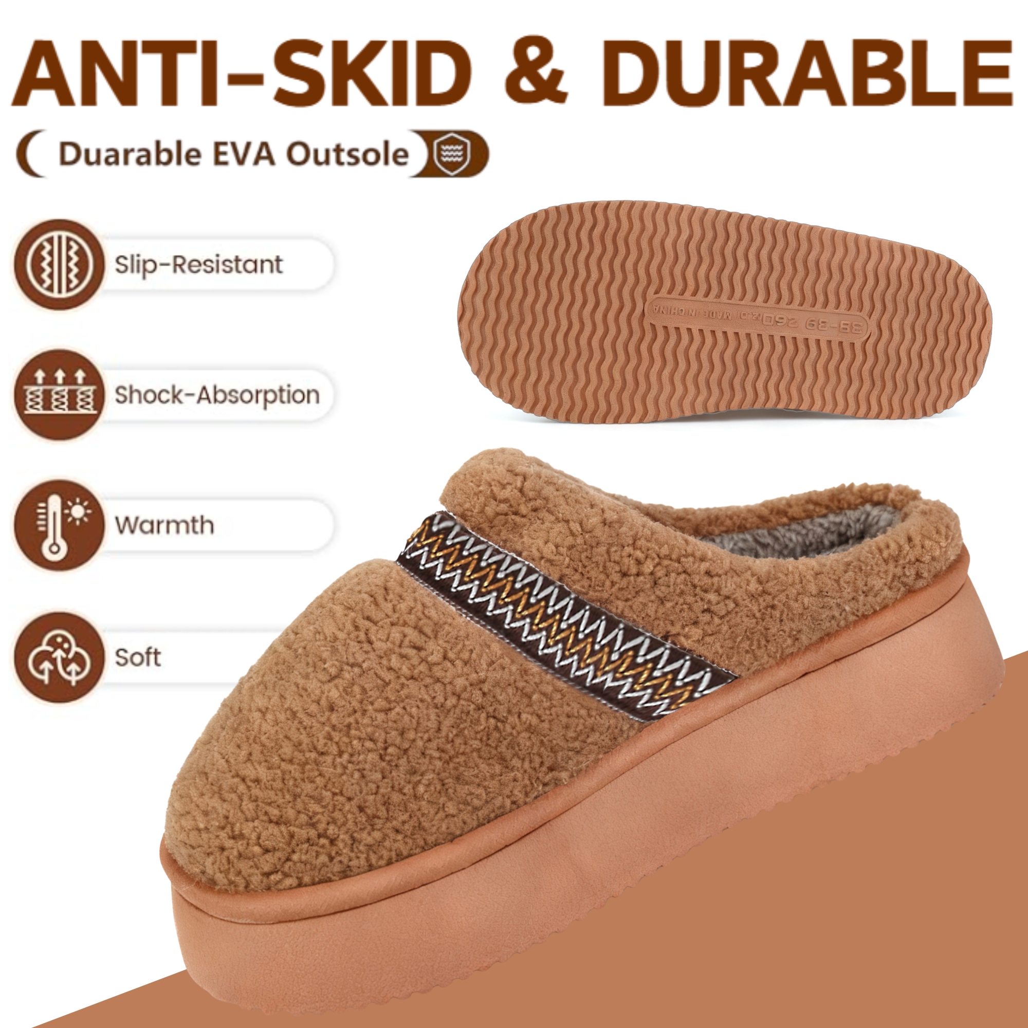 Women's Platform Slippers with Polar Fleece