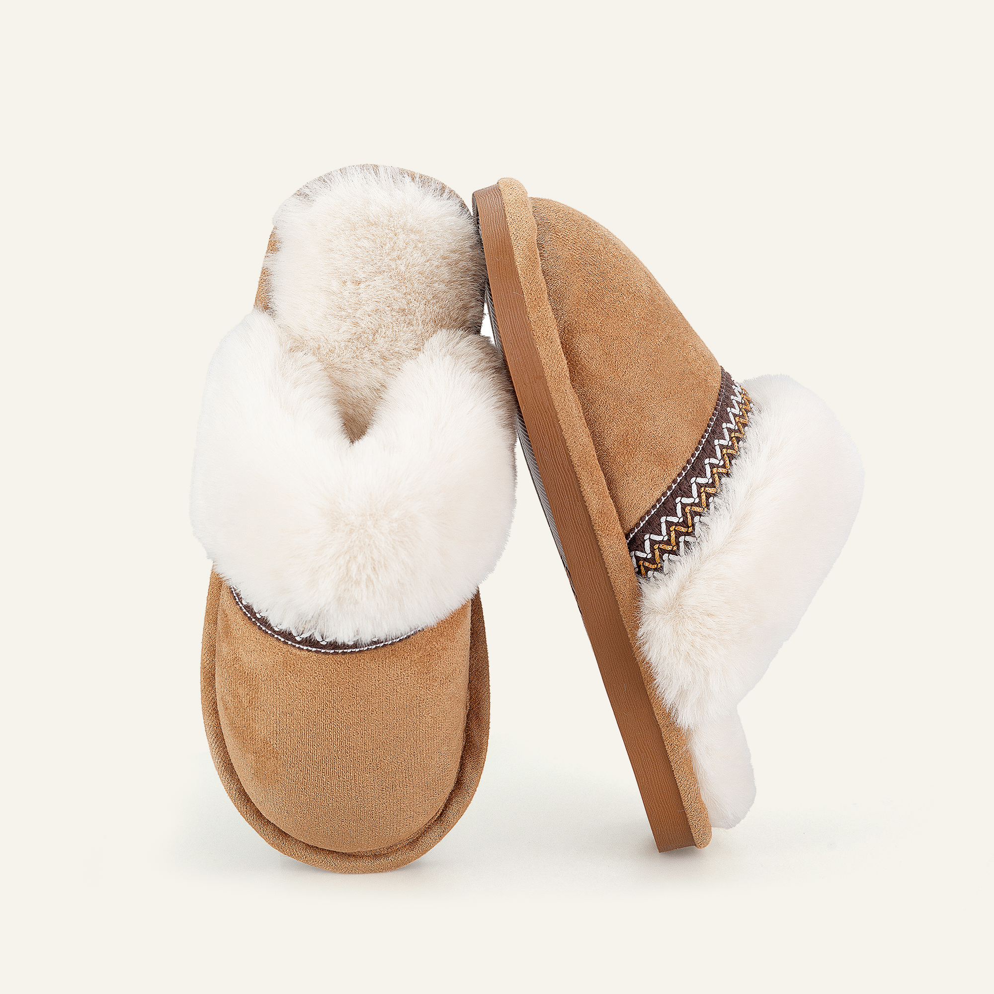  Memory Foam Fuzzy Faux Fur House Slippers
