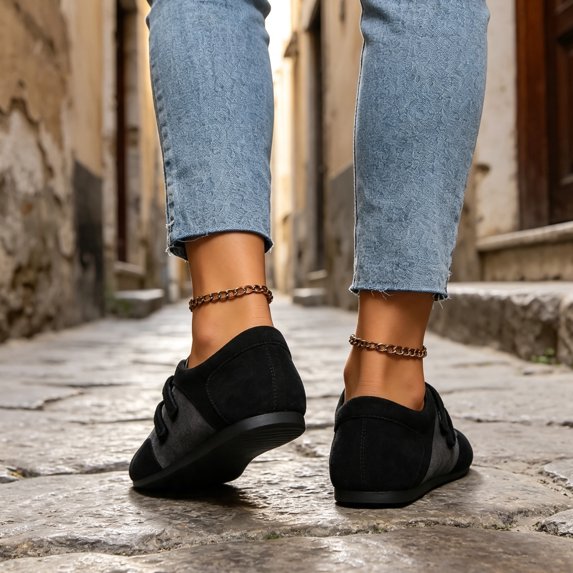 Mary Jane Sneakers for Women with Hook & Loop Strap Comfortable Casual Shoes 